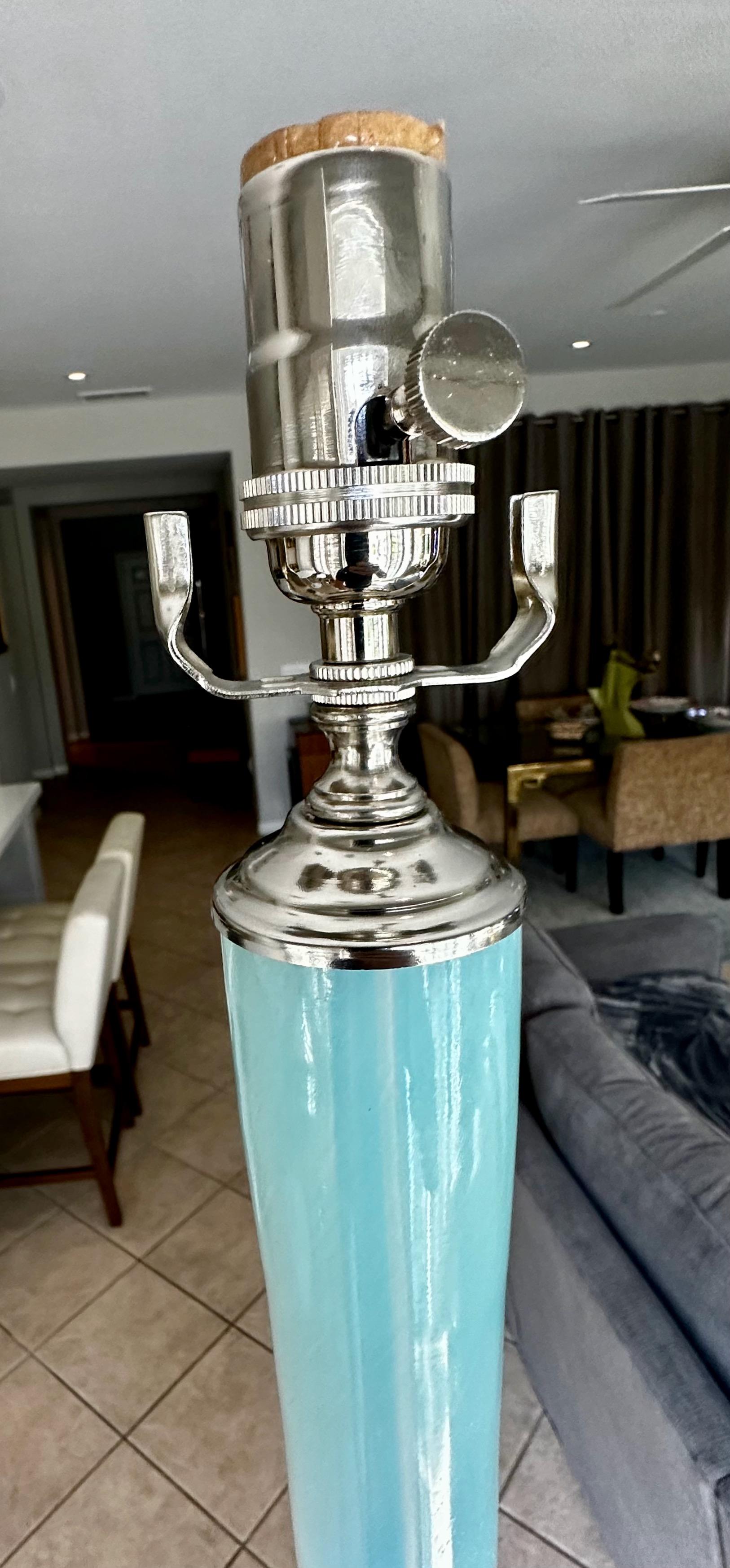 Single Murano Italian Blue Opalescent Table Lamp For Sale 3