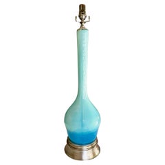 Retro Single Murano Italian Blue Opalescent Table Lamp