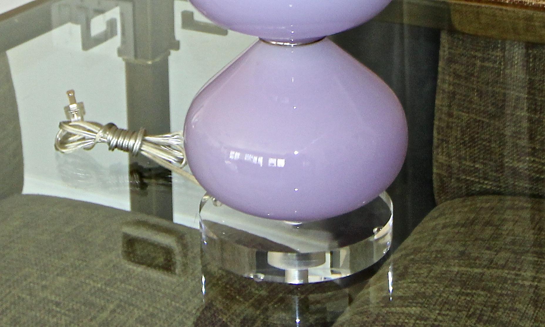 Single Murano Italian Lavender Stacked Ball Table Lamp 2