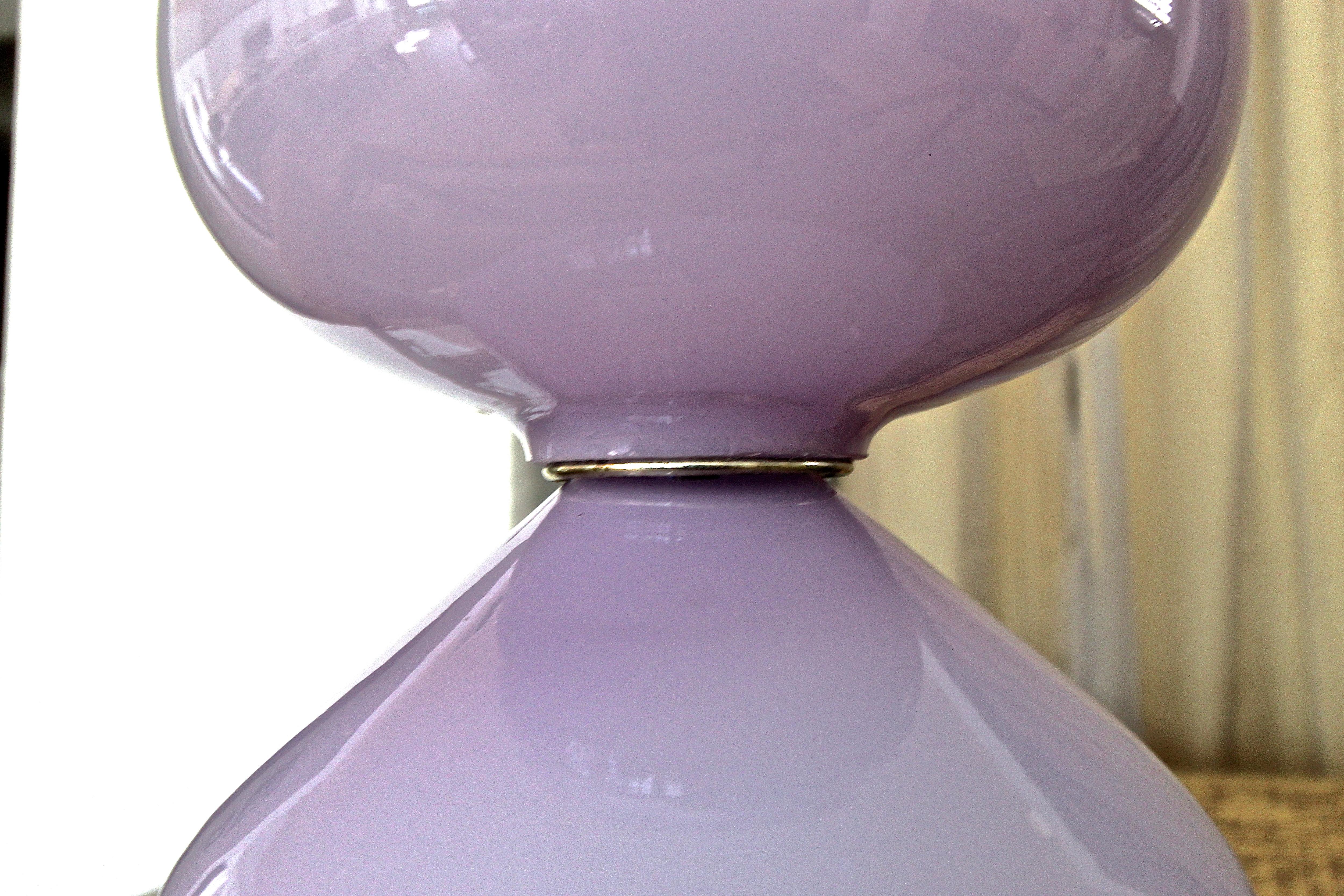 Single Murano Italian Lavender Stacked Ball Table Lamp 3