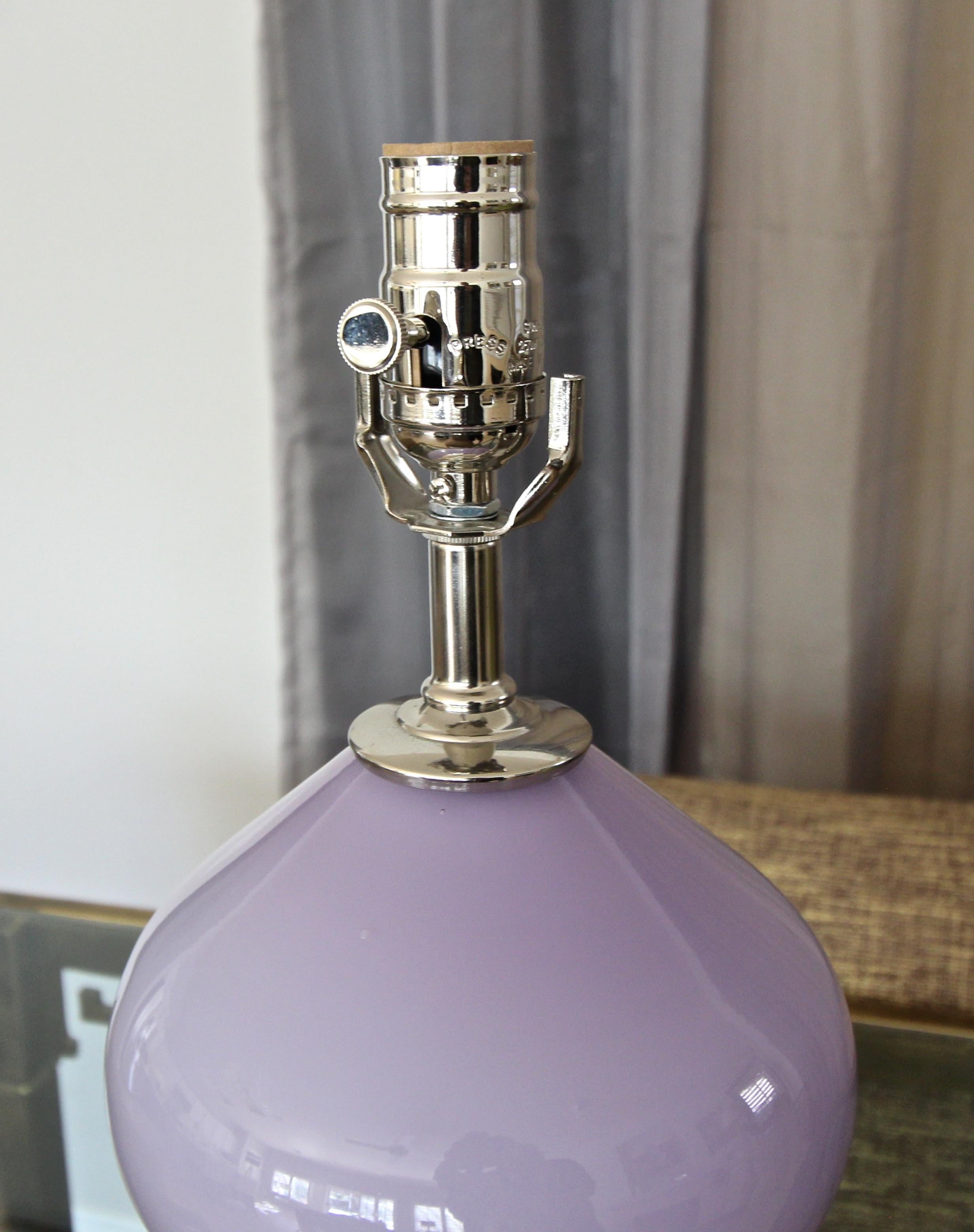 Single Murano Italian Lavender Stacked Ball Table Lamp 4