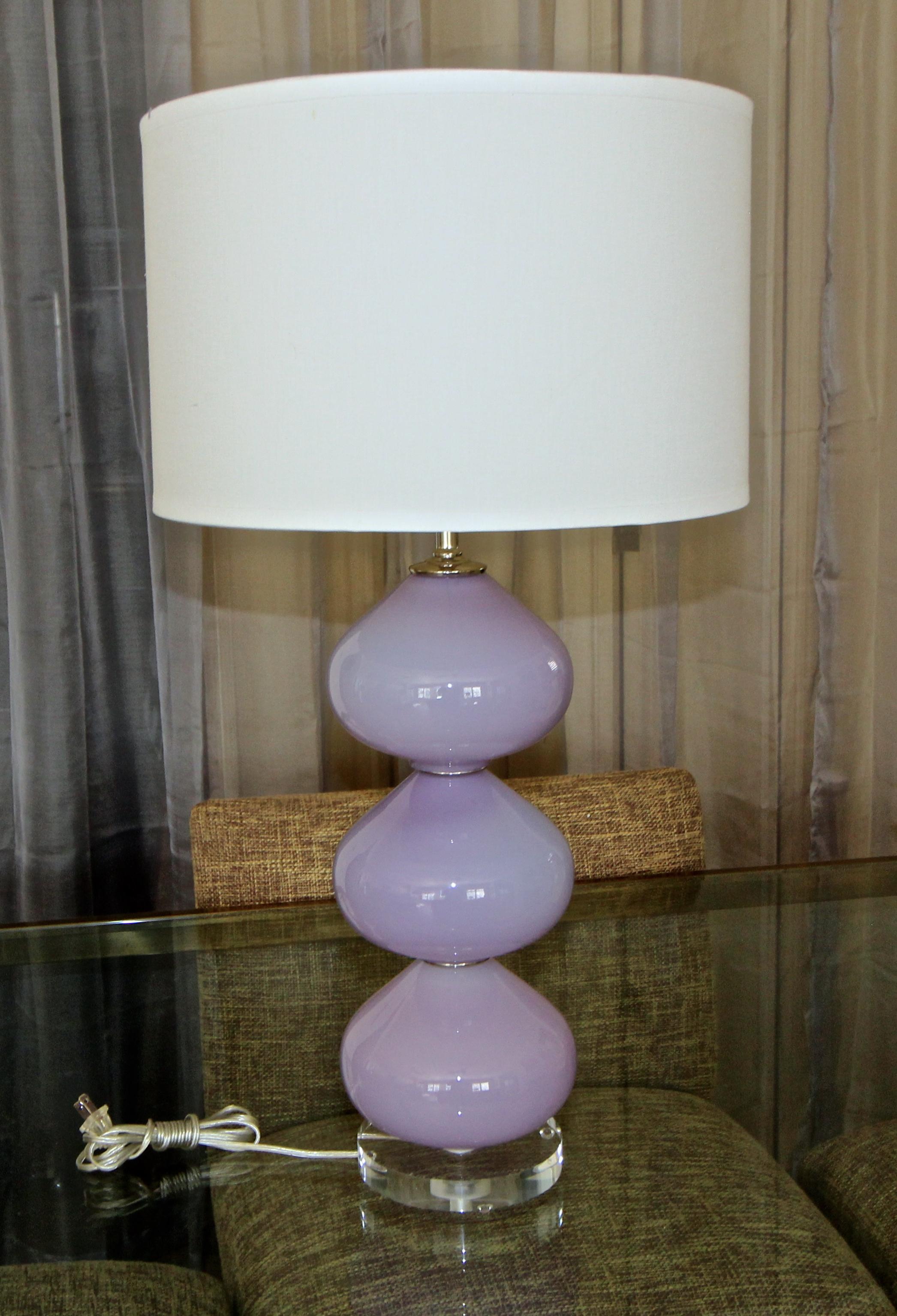 Single Murano Italian Lavender Stacked Ball Table Lamp 5