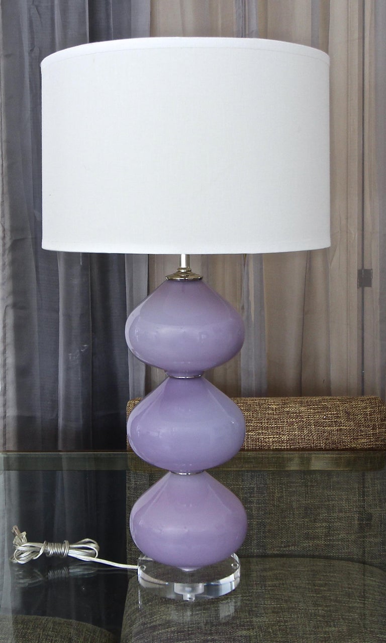 Single Murano Italian Lavender Stacked Ball Table Lamp For Sale at ...