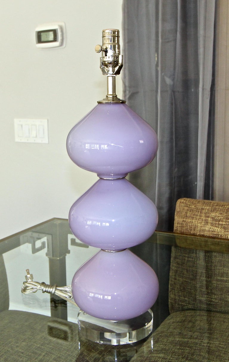 Single Murano Italian Lavender Stacked Ball Table Lamp For Sale at ...