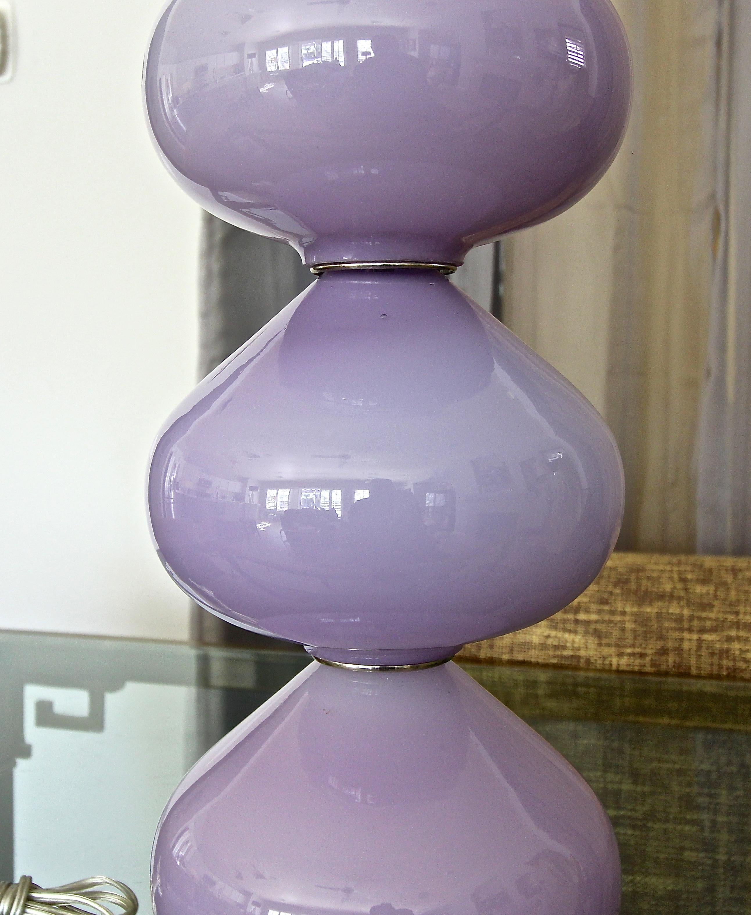 Single Murano Italian Lavender Stacked Ball Table Lamp 1