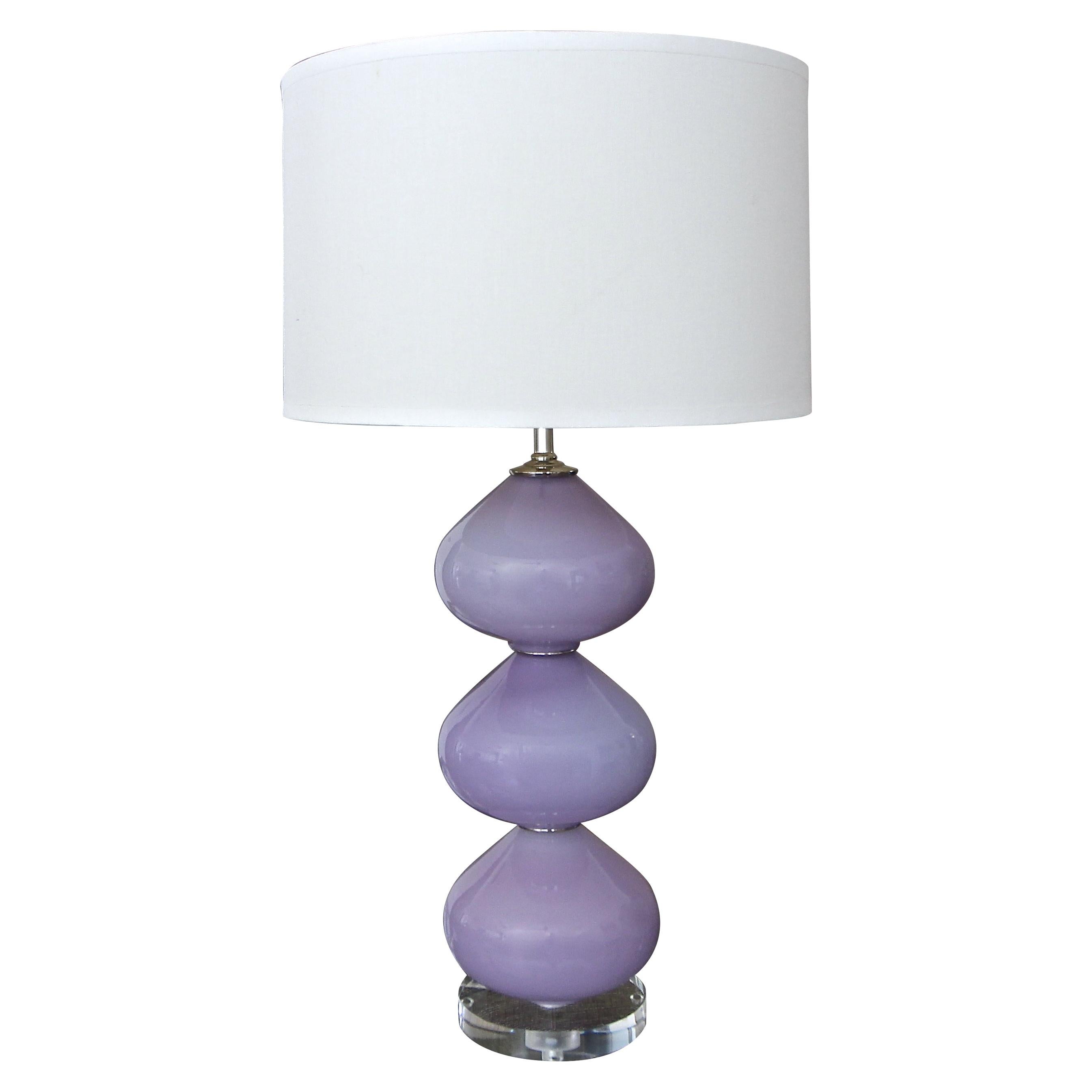 Single Murano Italian Lavender Stacked Ball Table Lamp