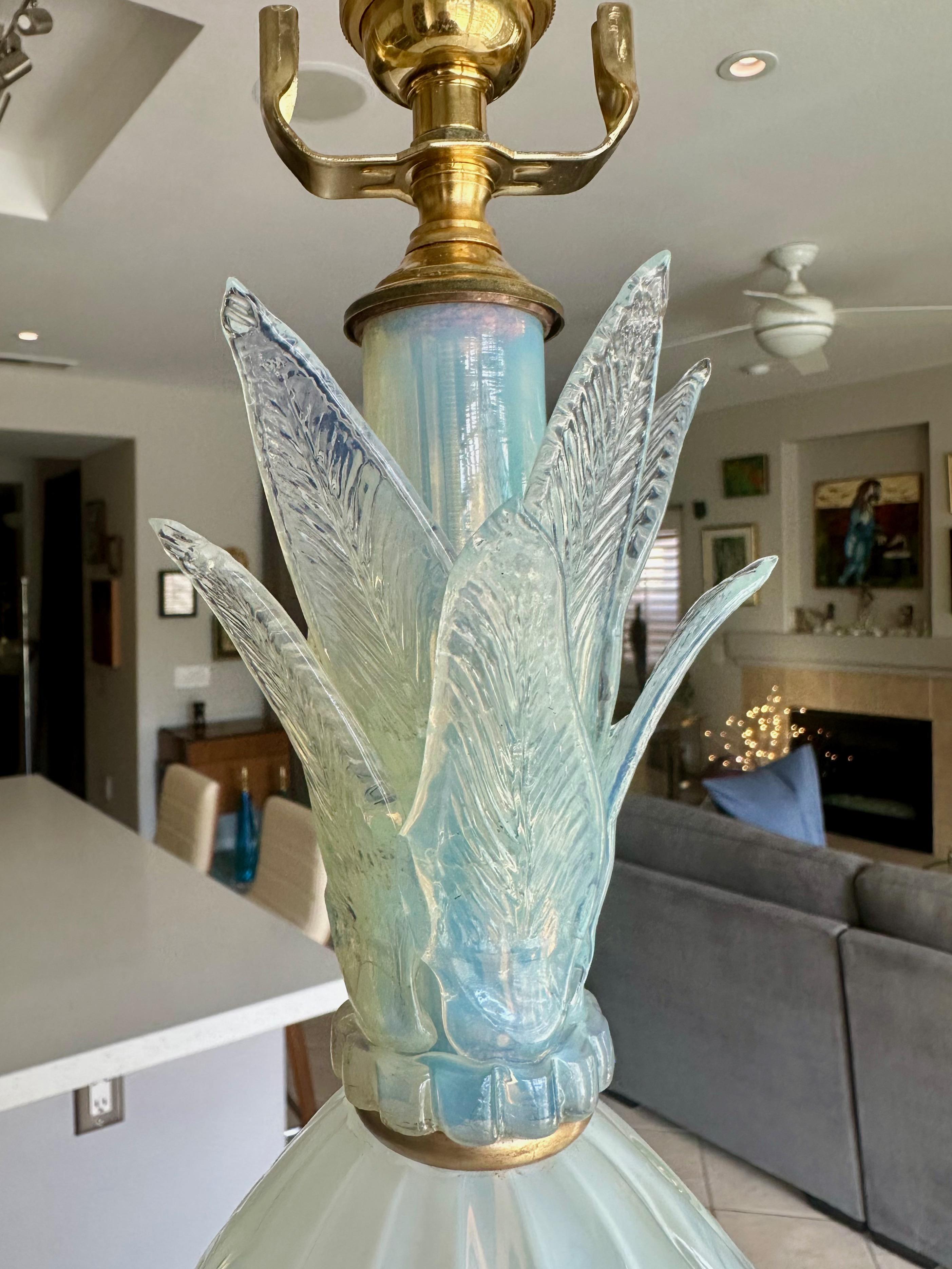 Single Murano Italian Pineapple Opalescent Table Lamp For Sale 4