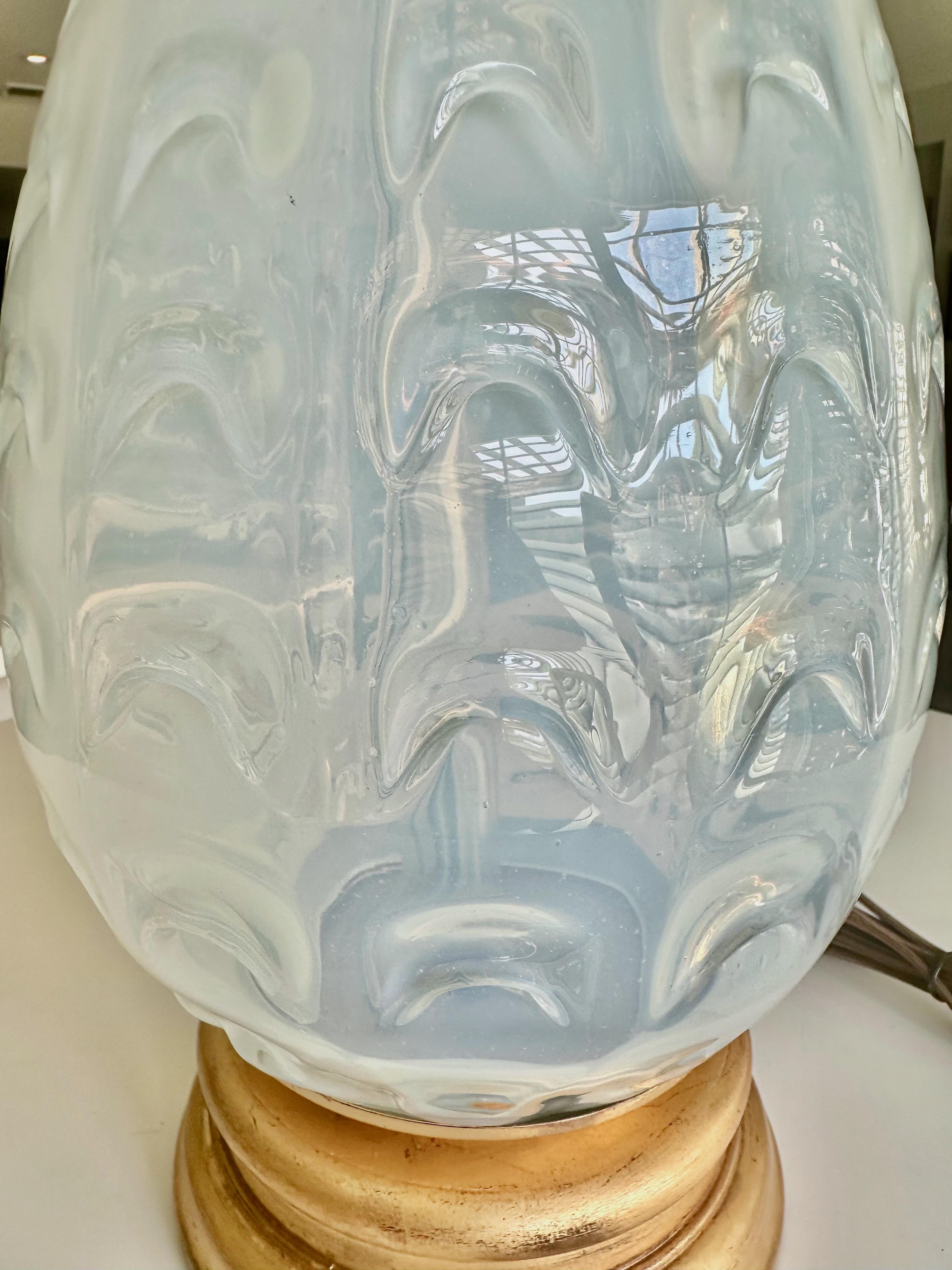 Single Murano Italian Pineapple Opalescent Table Lamp For Sale 5