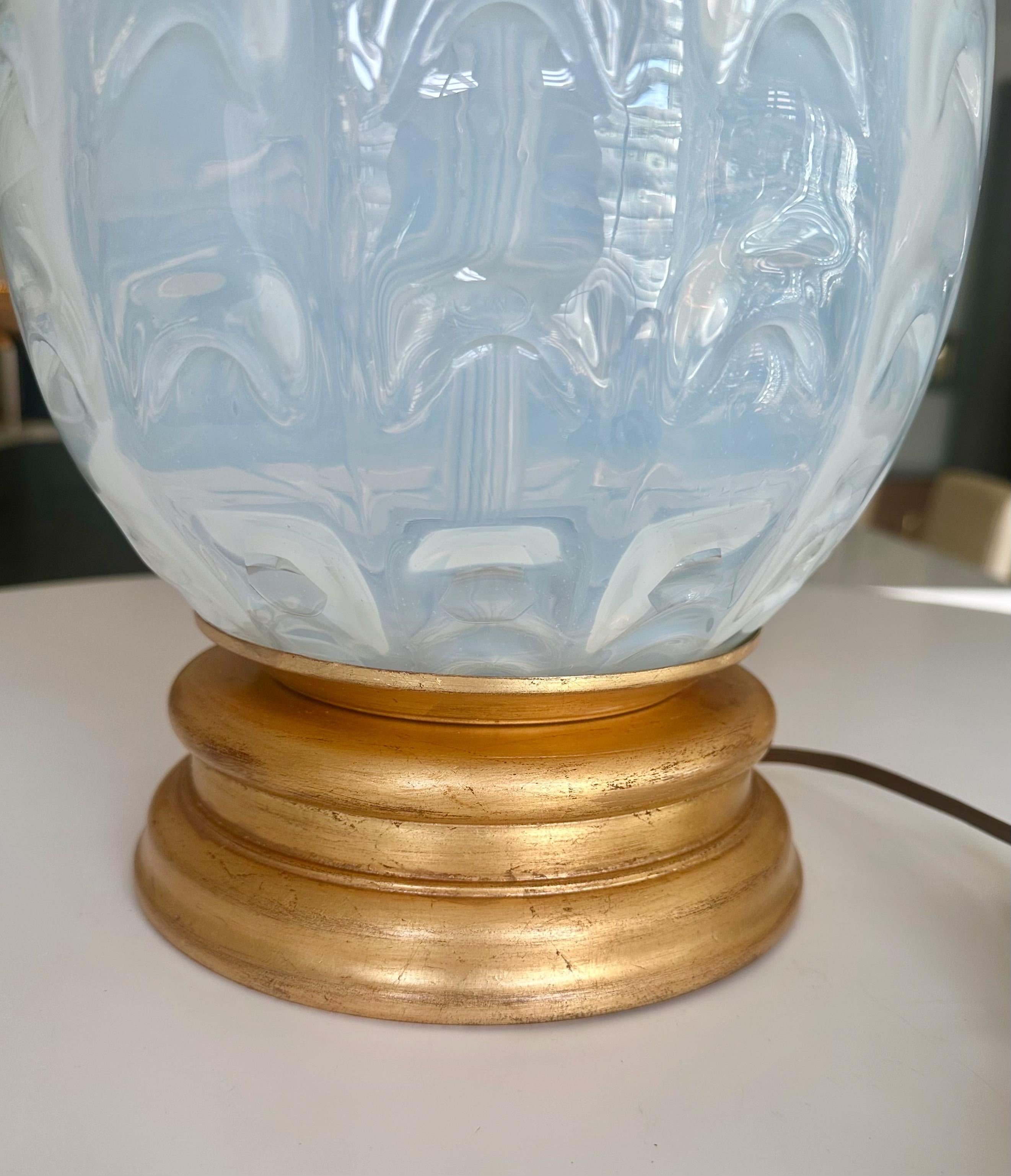 Single Murano Italian Pineapple Opalescent Table Lamp For Sale 6