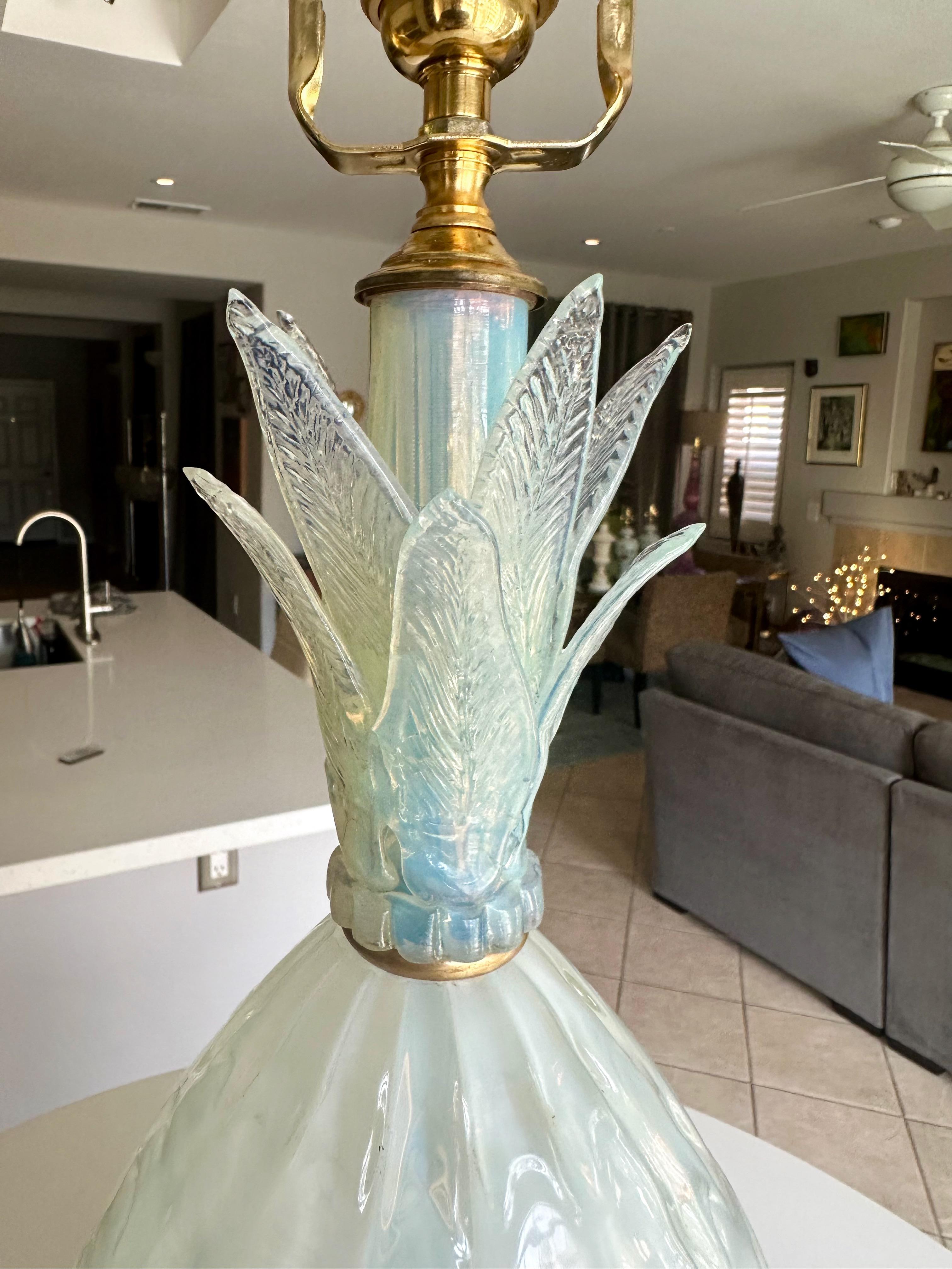 Single Murano Italian Pineapple Opalescent Table Lamp For Sale 8