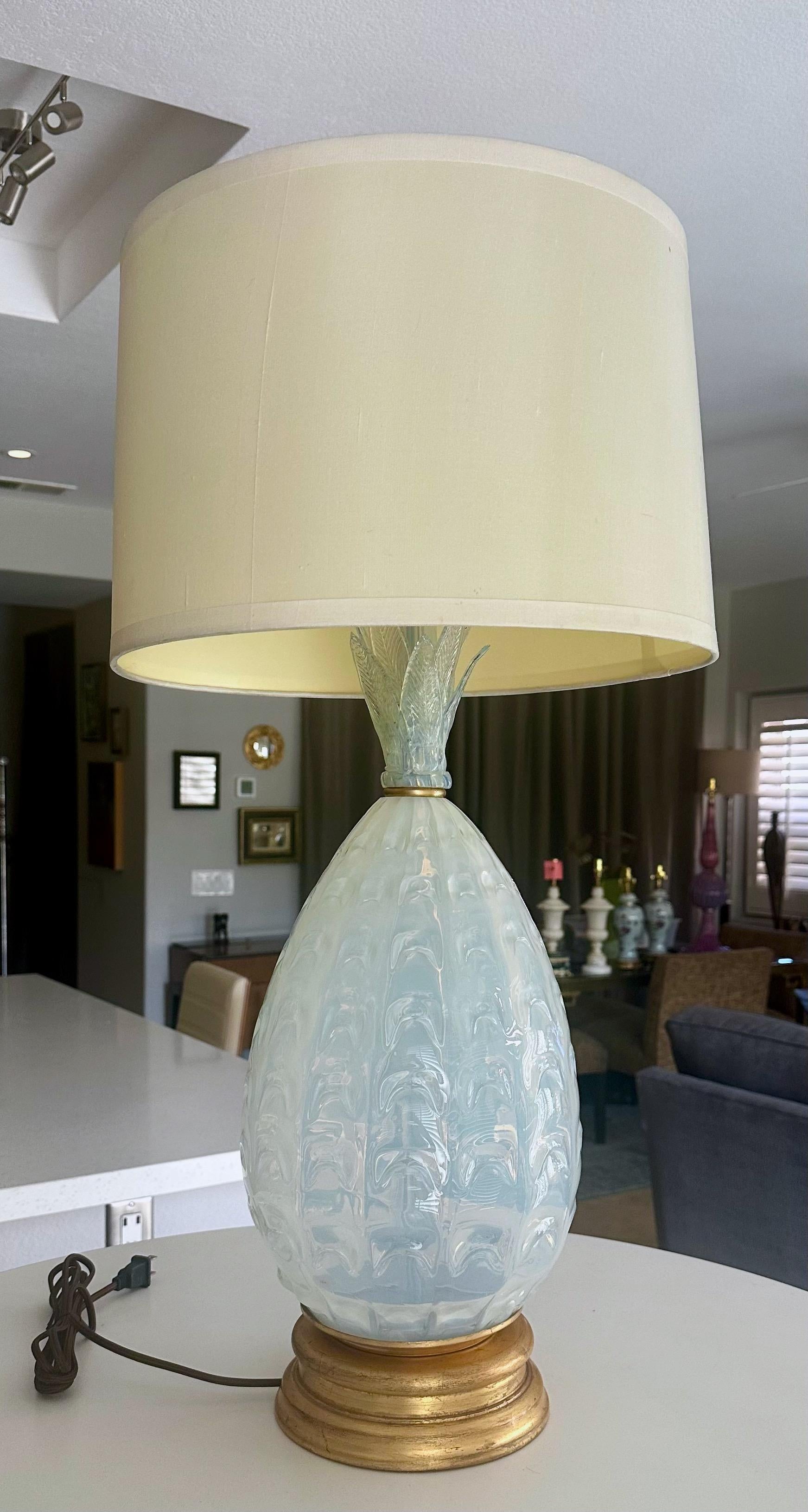 Single Murano Italian Pineapple Opalescent Table Lamp For Sale 11