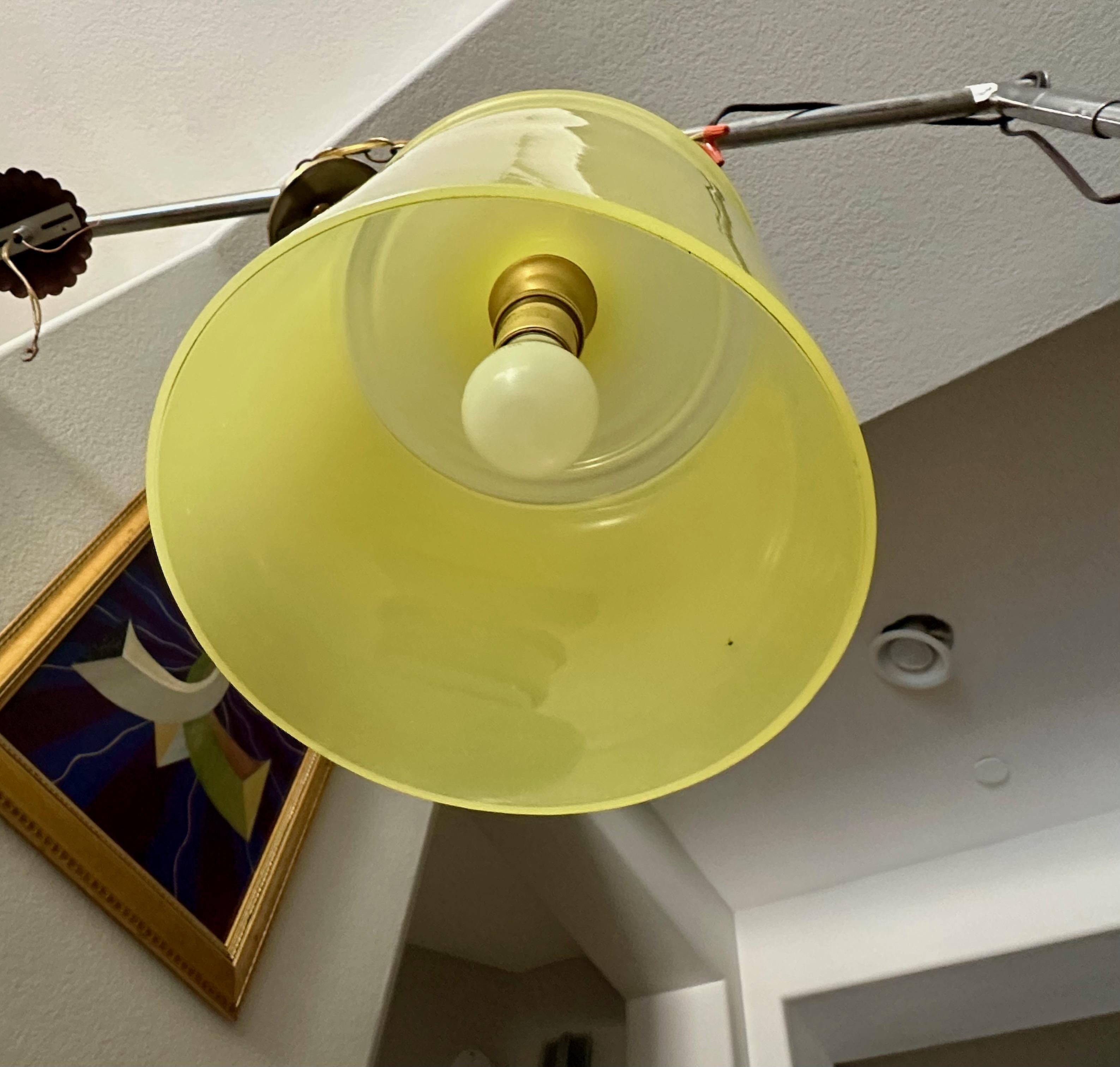 Single Murano Matte Yellow Hanging Ceiling Pendant Light For Sale 5