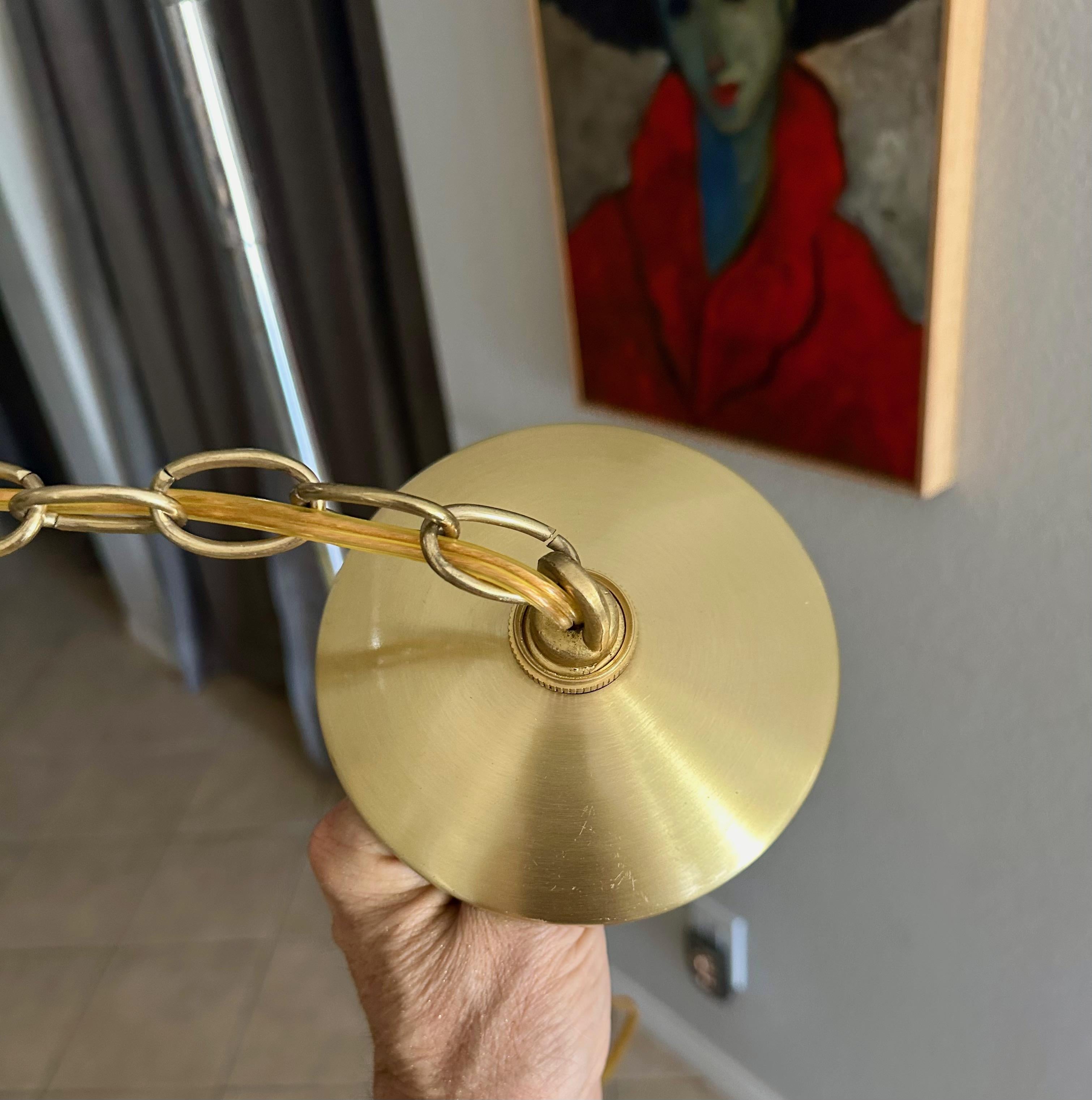 Single Murano Matte Yellow Hanging Ceiling Pendant Light For Sale 8