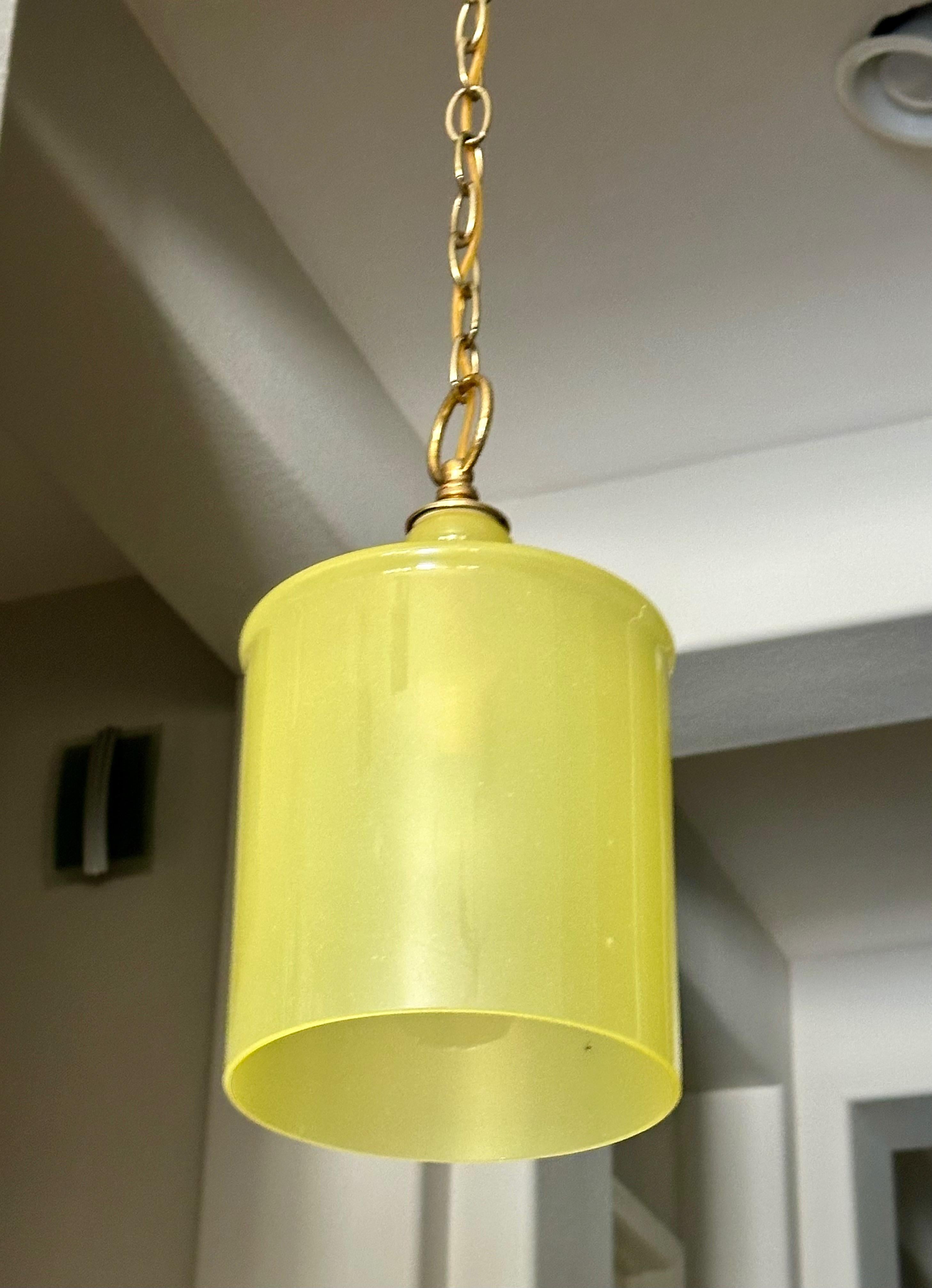 Single Murano Matte Yellow Hanging Ceiling Pendant Light For Sale 12