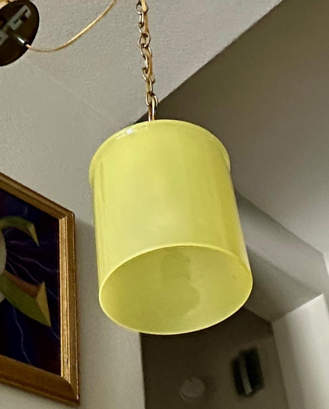 Mid-20th Century Single Murano Matte Yellow Hanging Ceiling Pendant Light For Sale