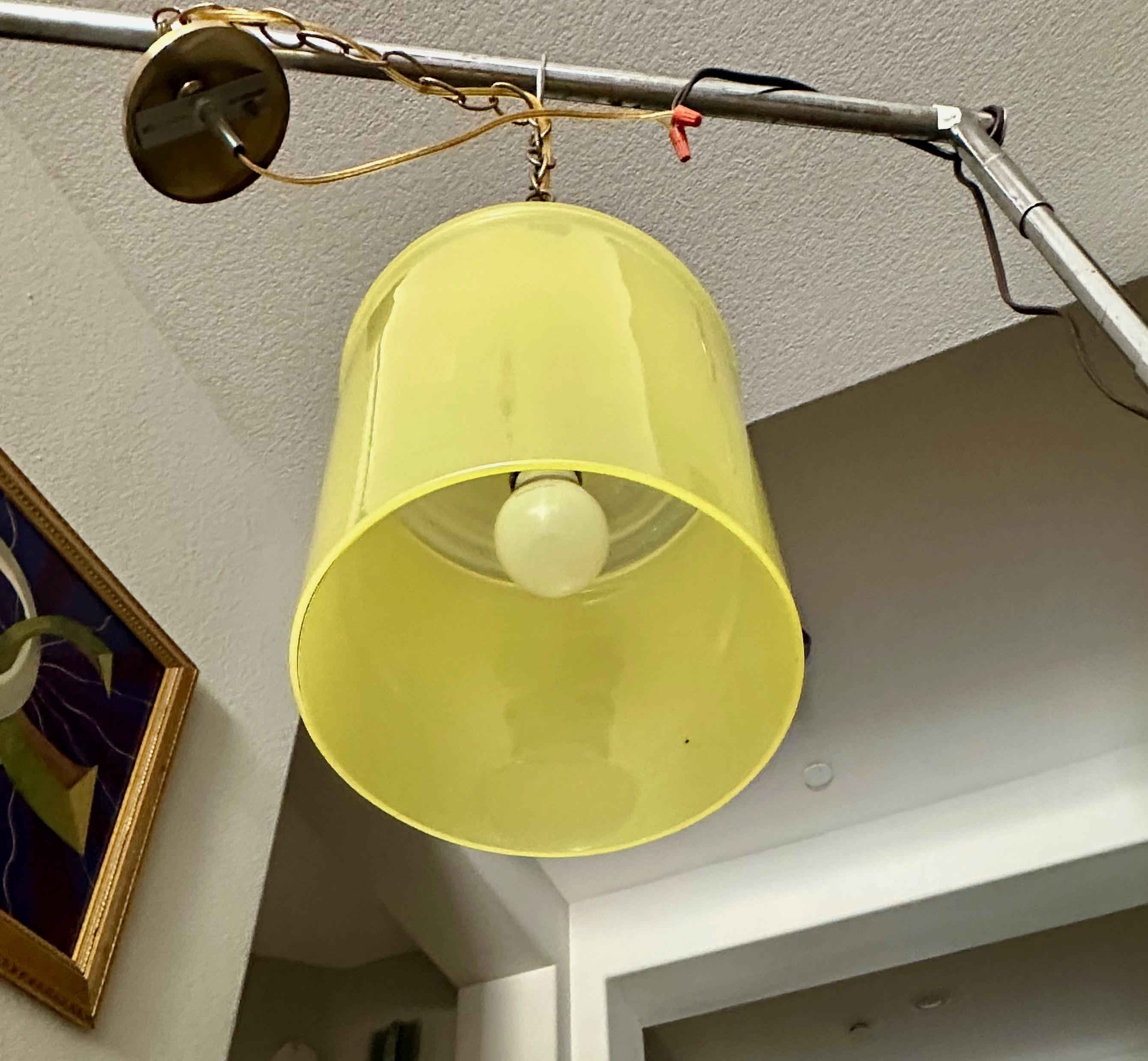 Single Murano Matte Yellow Hanging Ceiling Pendant Light For Sale 1