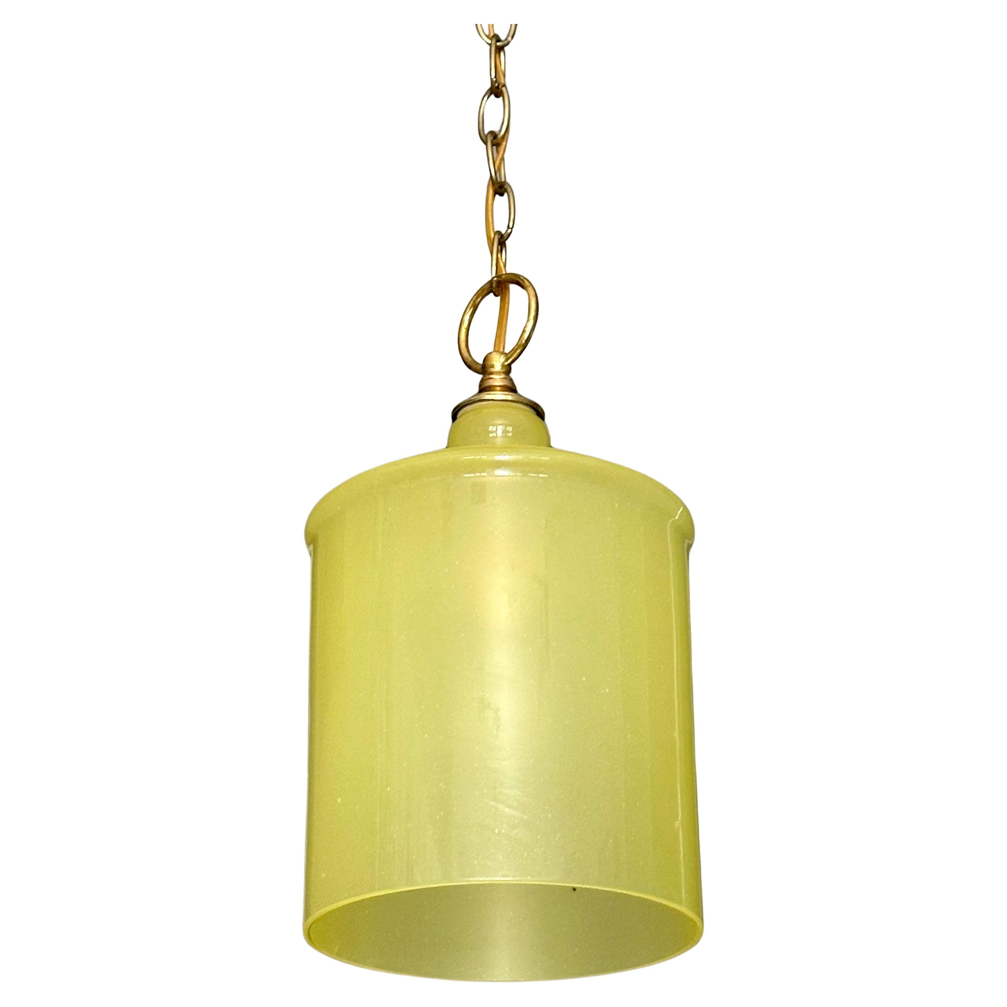 Single Murano Matte Yellow Hanging Ceiling Pendant Light For Sale