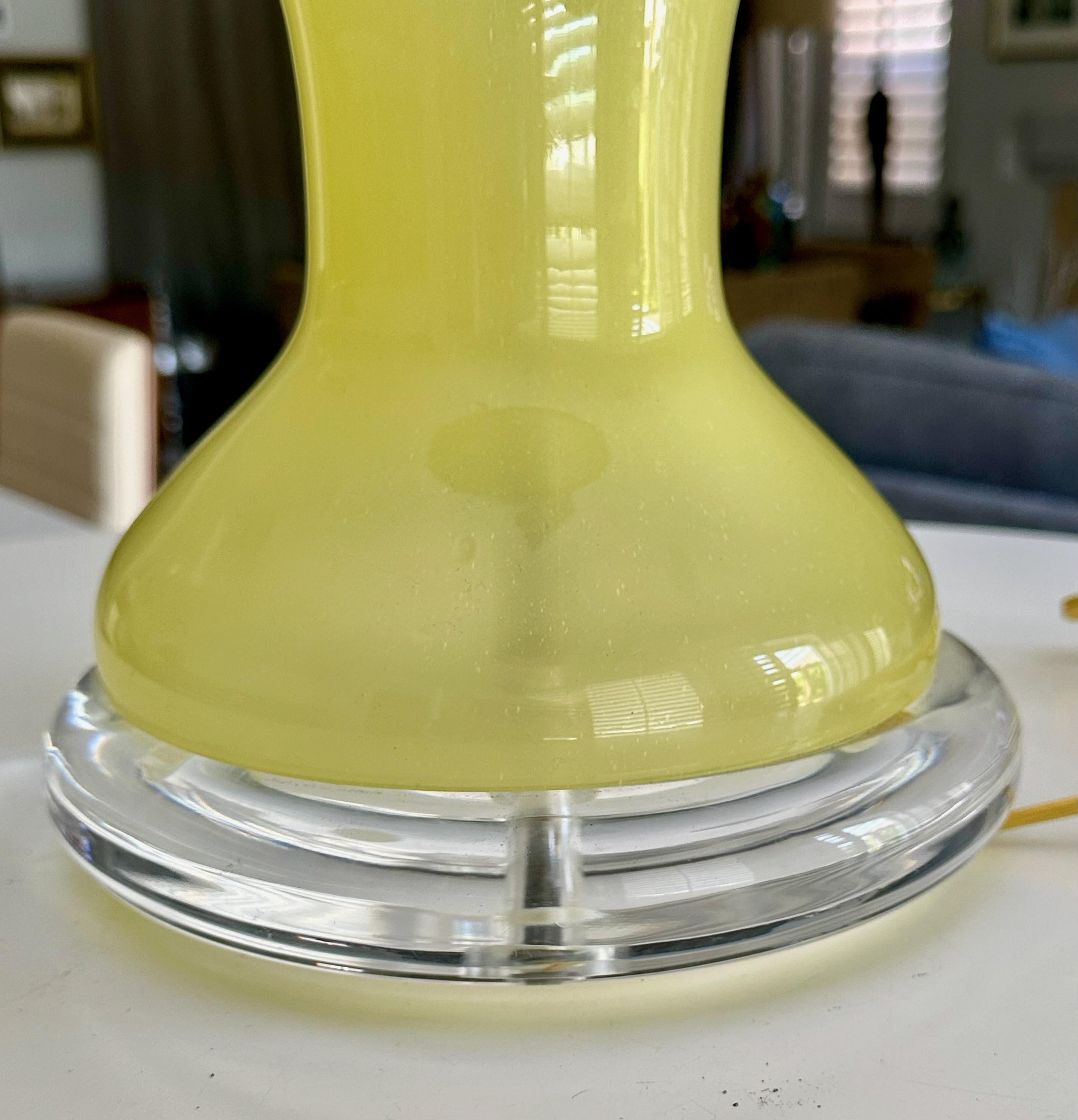 Single Murano Matte Yellow Table Lamp For Sale 6
