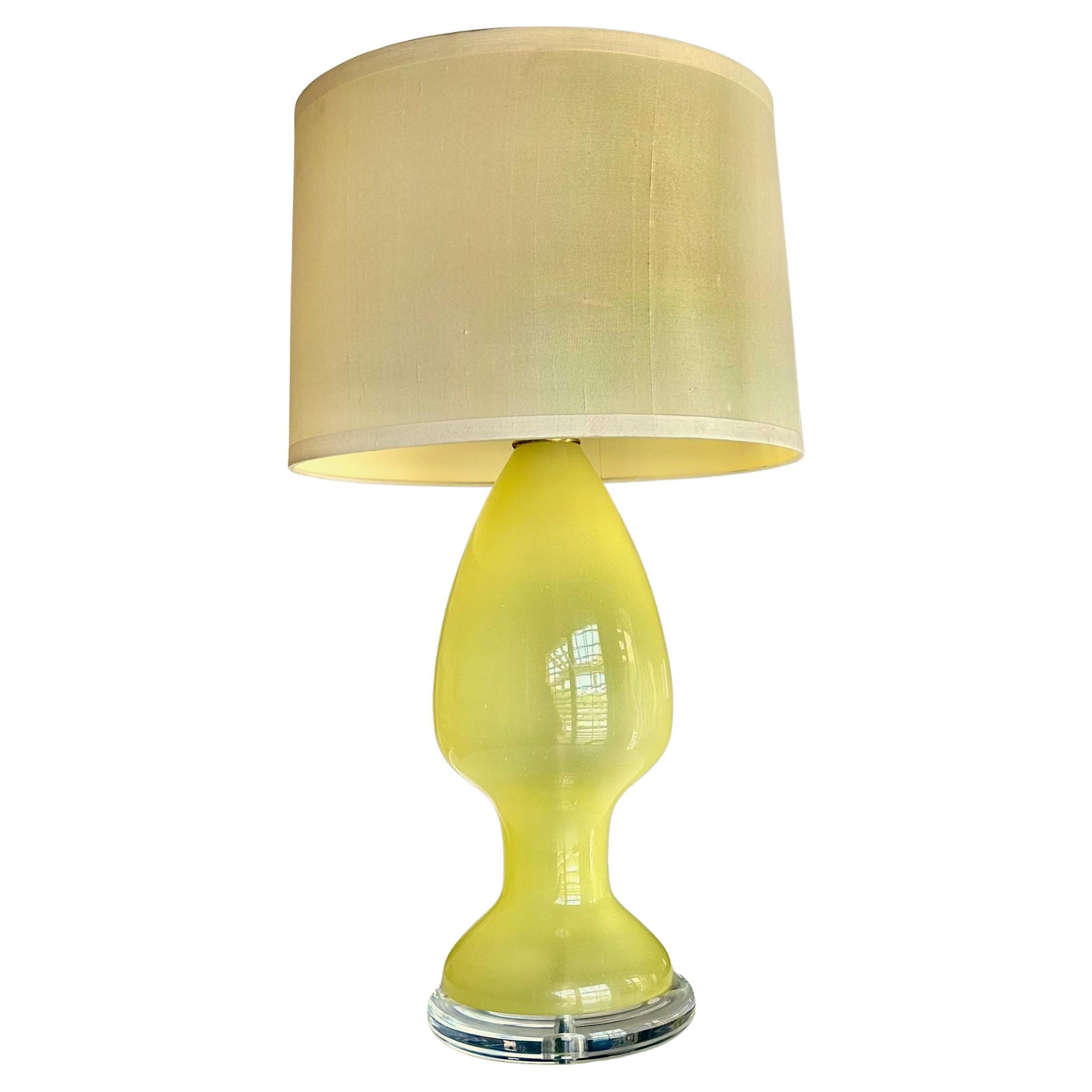 Single Murano Matte Yellow Table Lamp For Sale