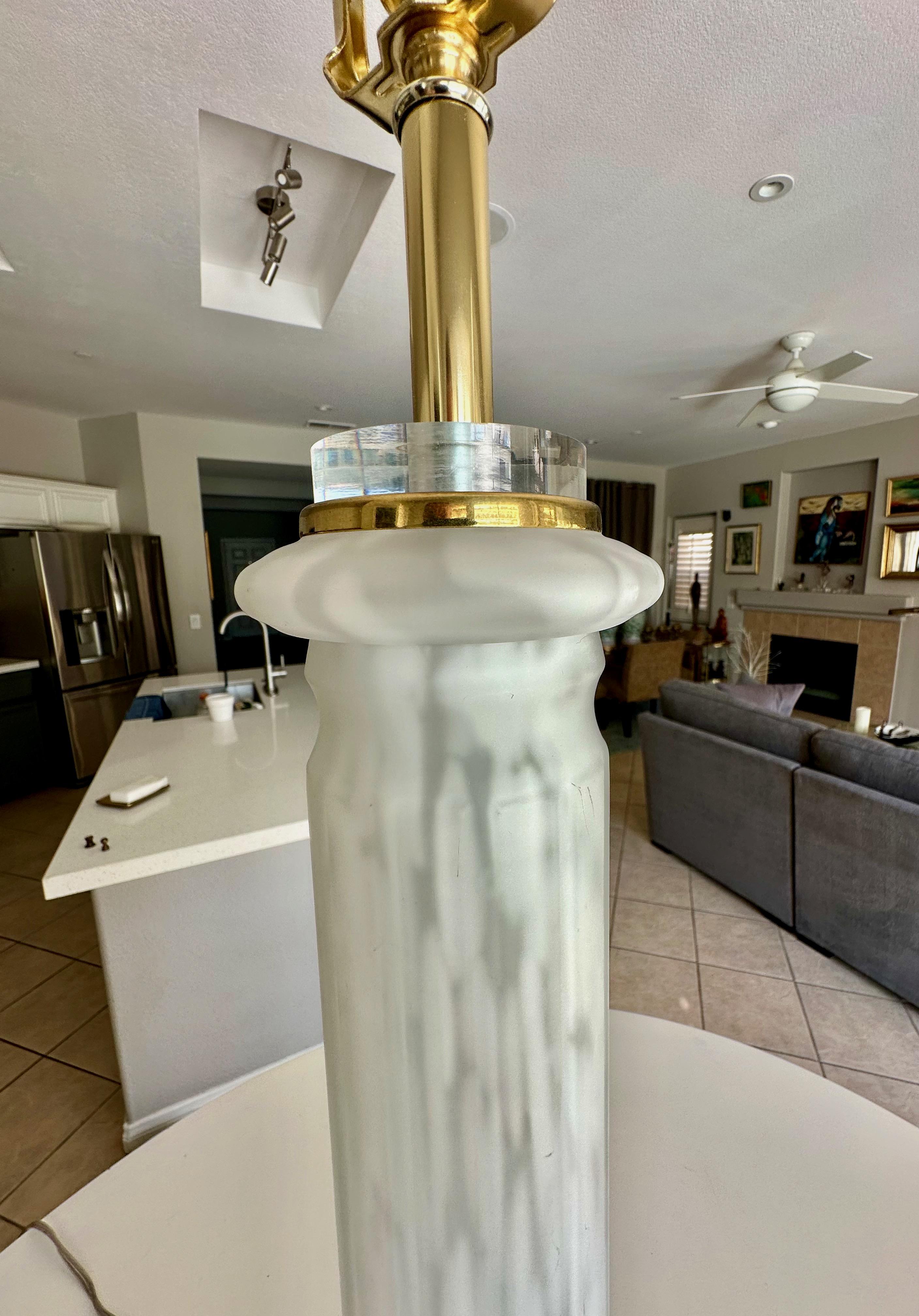 Single Murano Mazzega Splatter White & Clear Table Lamp For Sale 4