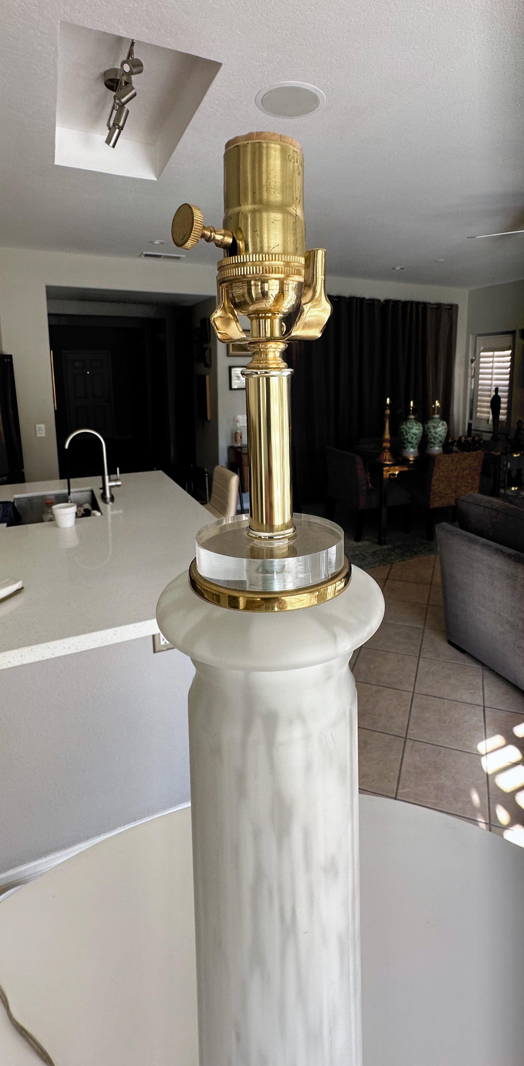 Single Murano Mazzega Splatter White & Clear Table Lamp For Sale 1