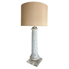 Single Murano Mazzega Splatter White & Clear Table Lamp