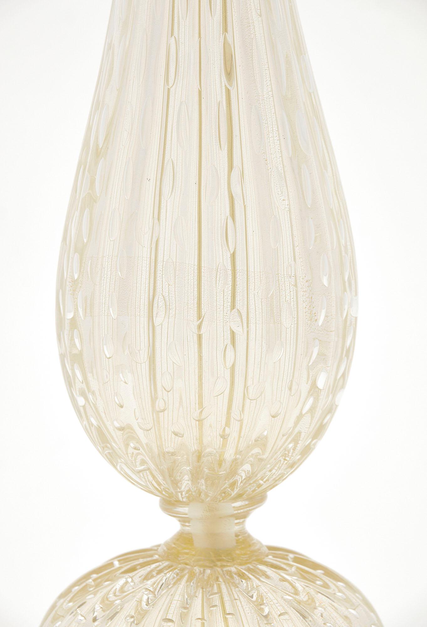 Italian Single Murano Pulegoso Glass Lamps For Sale