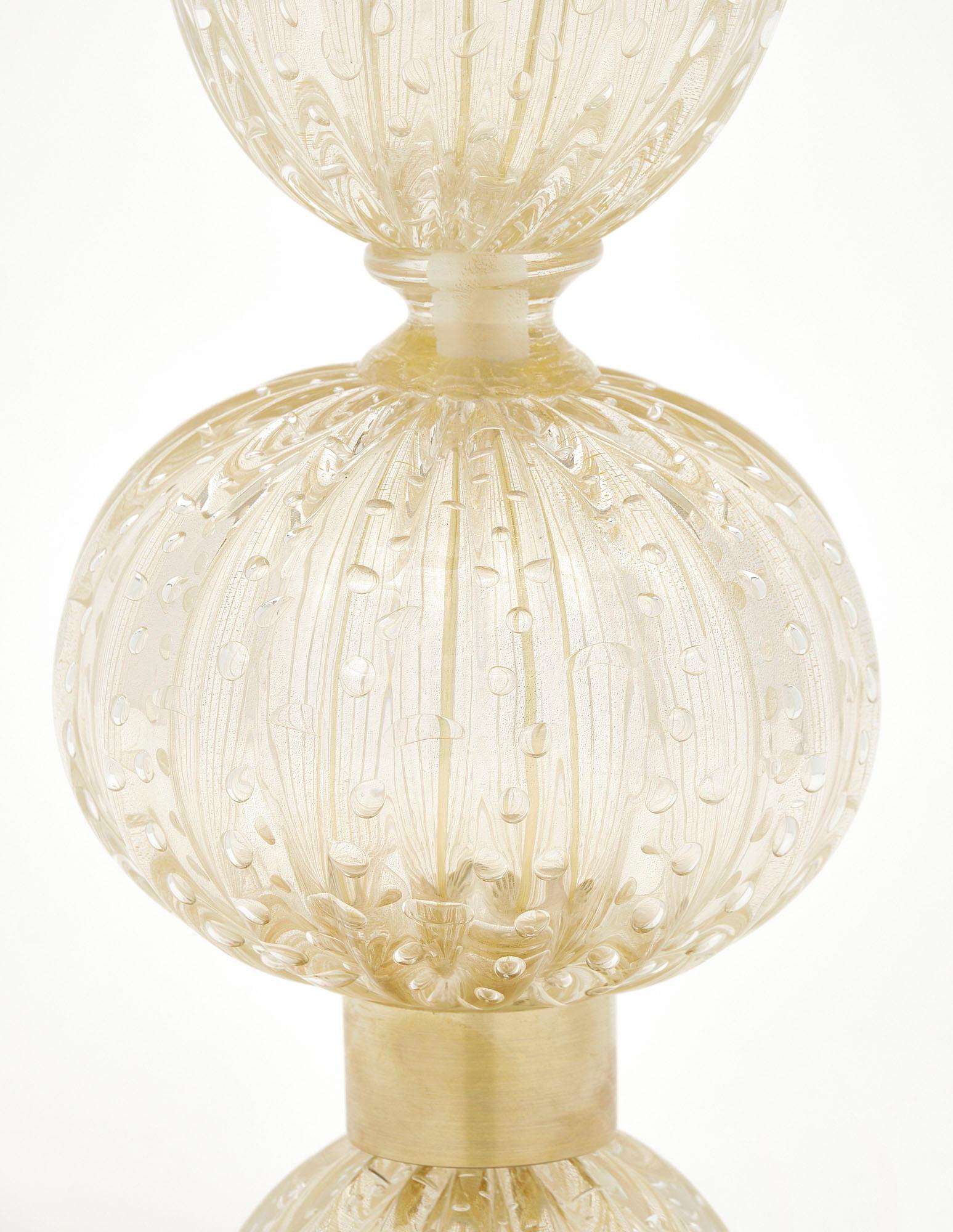 Single Murano Pulegoso Glass Lamps In Good Condition For Sale In Austin, TX