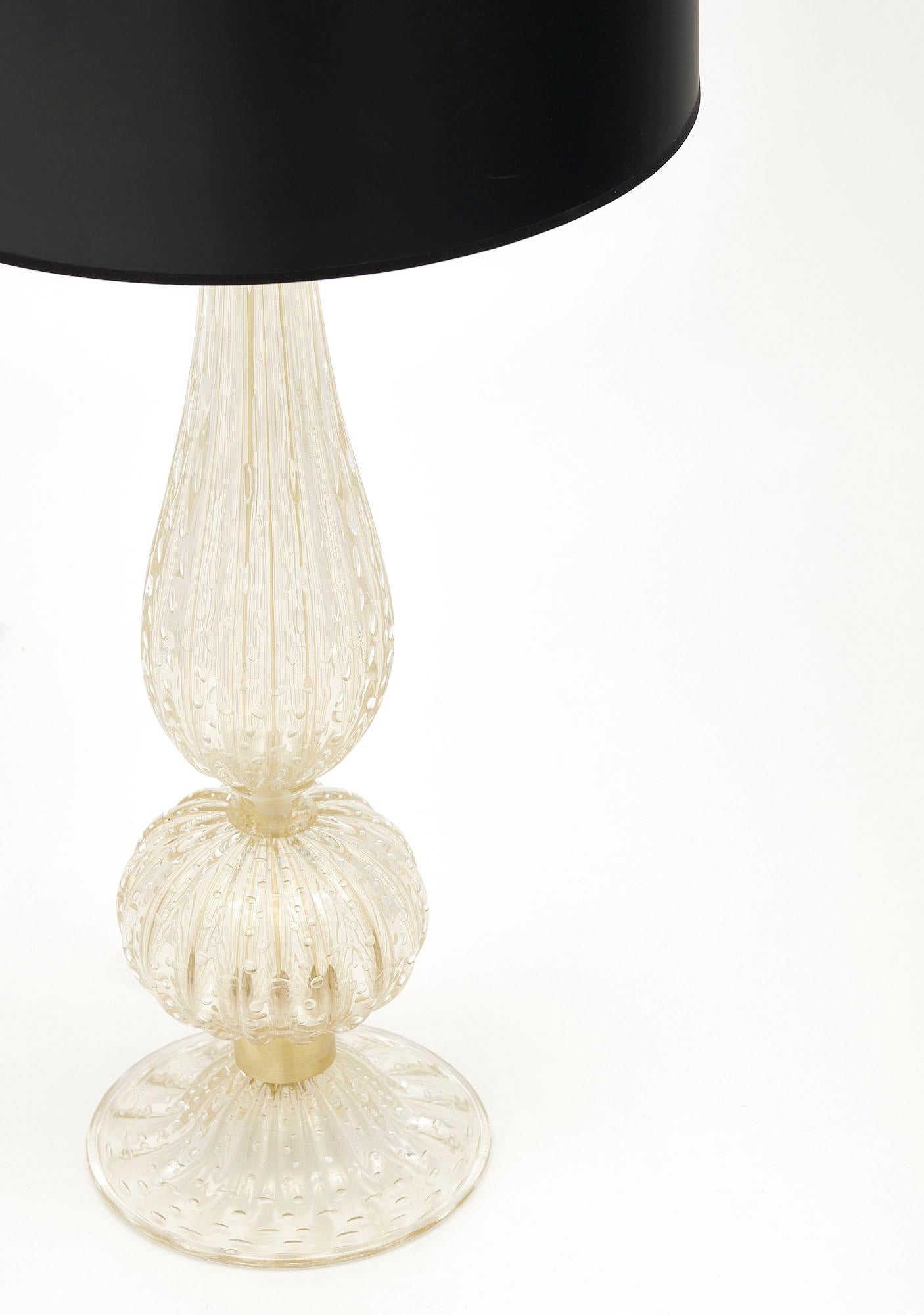 Brass Single Murano Pulegoso Glass Lamps For Sale