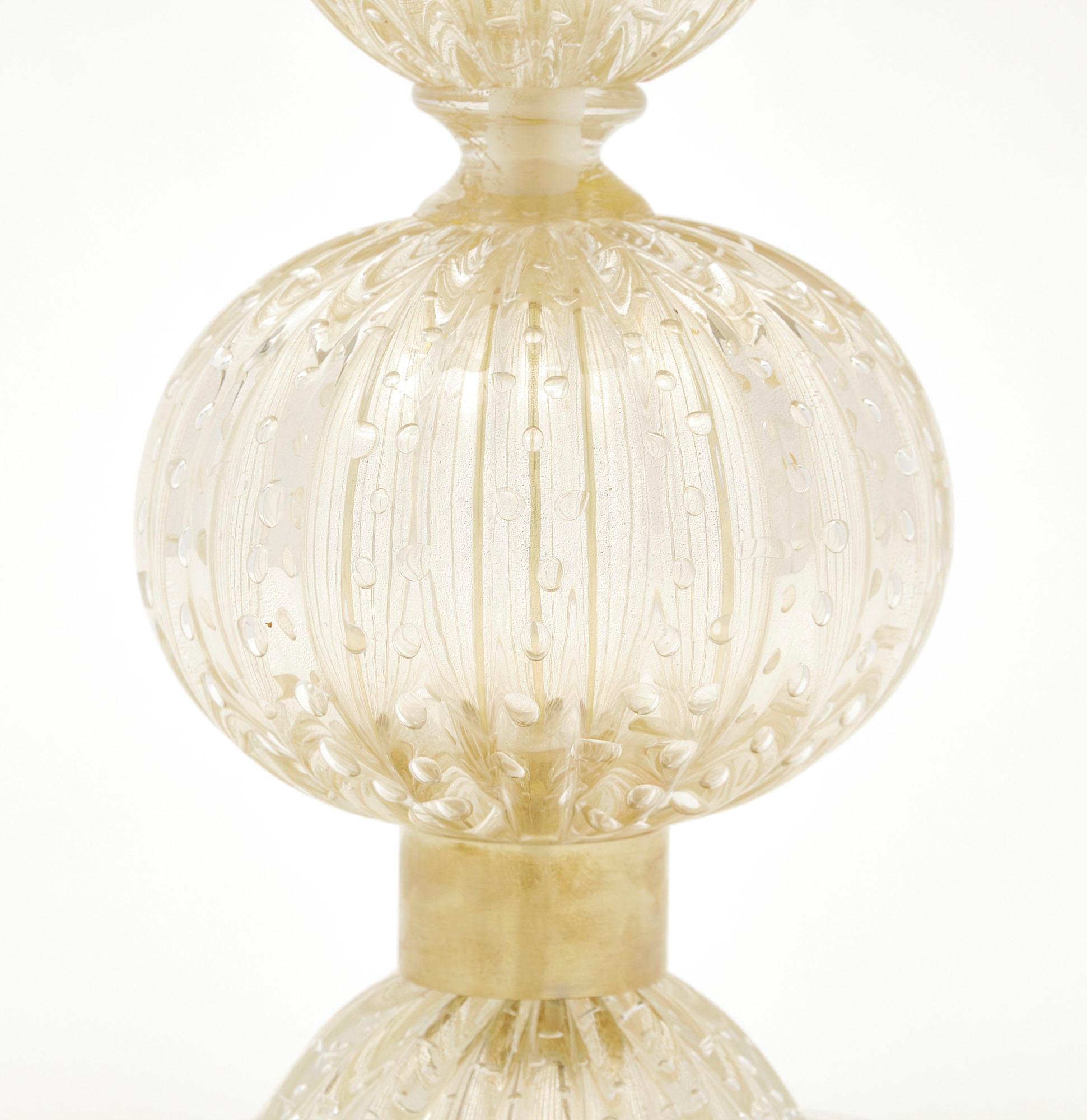 Single Murano Pulegoso Glass Lamps For Sale 2