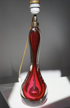 Italian Murano Red Glass Table Lamp