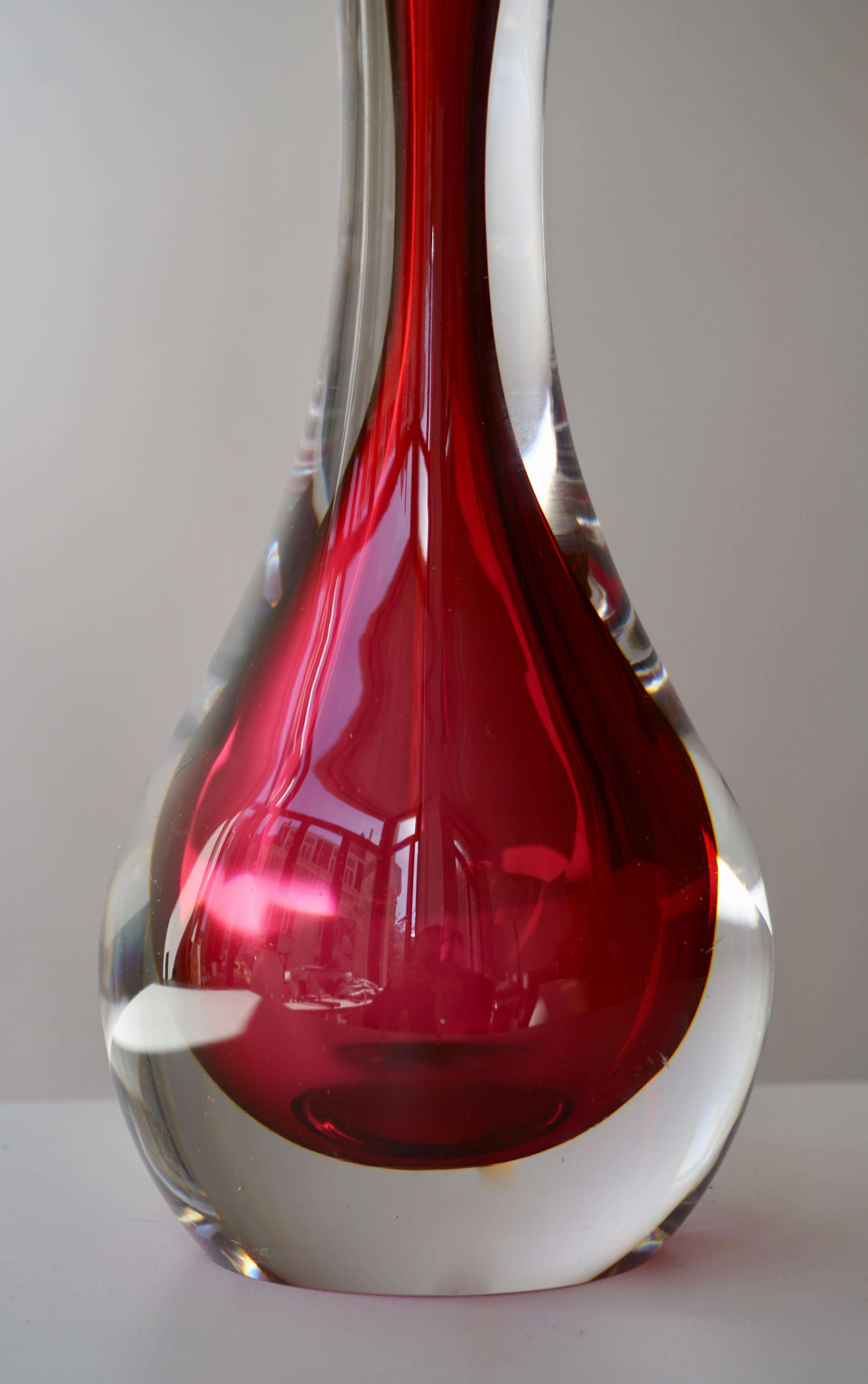 20th Century Italian Murano Red Glass Table Lamp For Sale