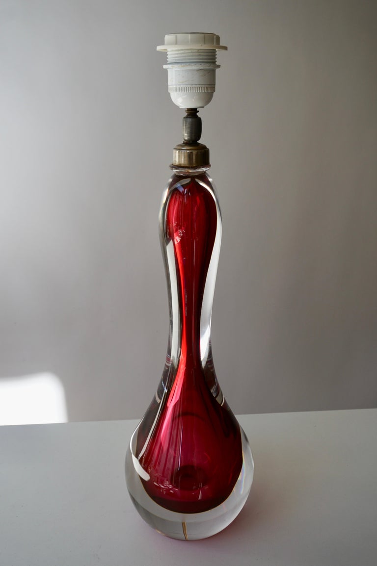 Murano Glass Italian Murano Red Glass Table Lamp