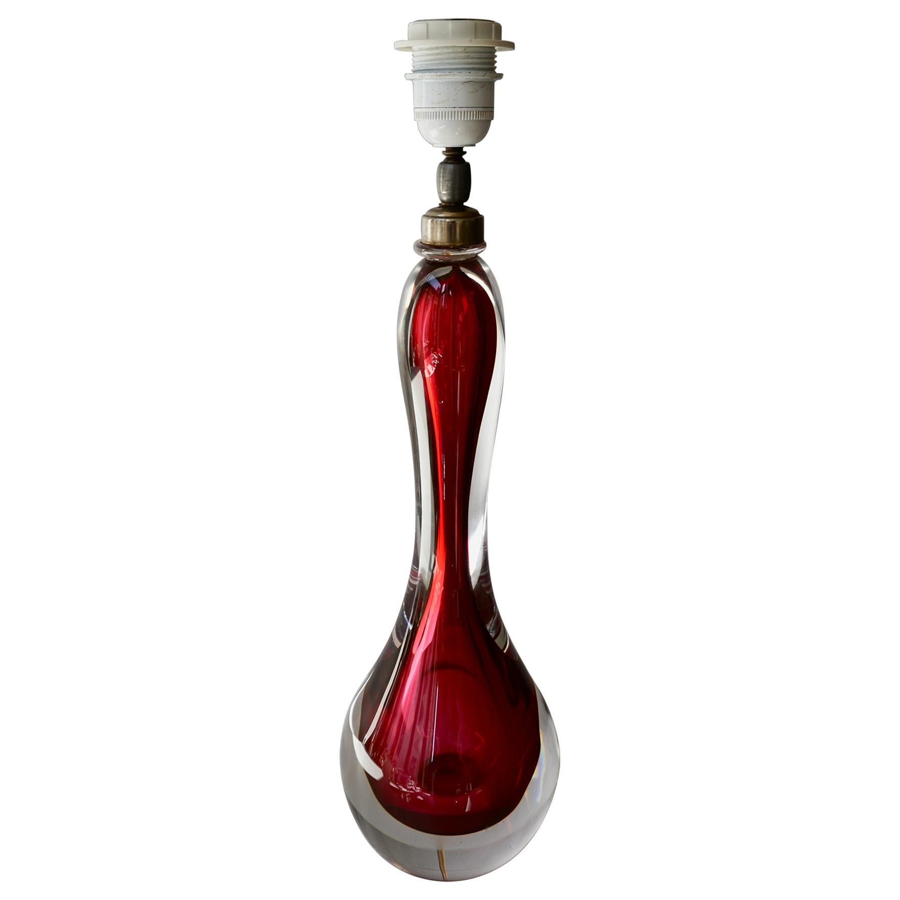 Single Murano Red Glass Table Lamp