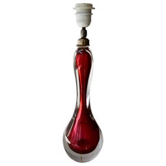 Lampe de bureau italienne en verre rouge de Murano