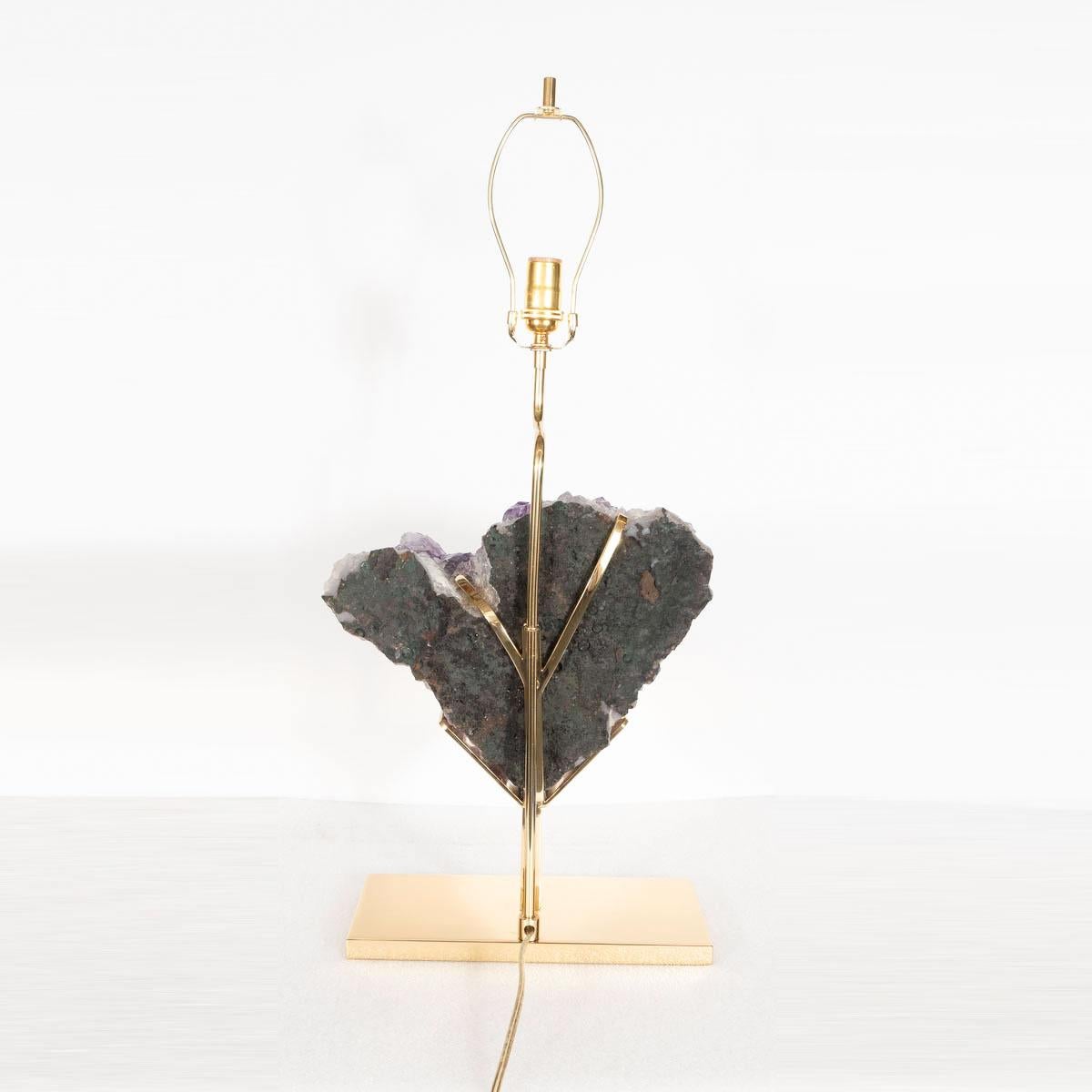 Single Natural Amethyst Fragment Table Lamp For Sale 4