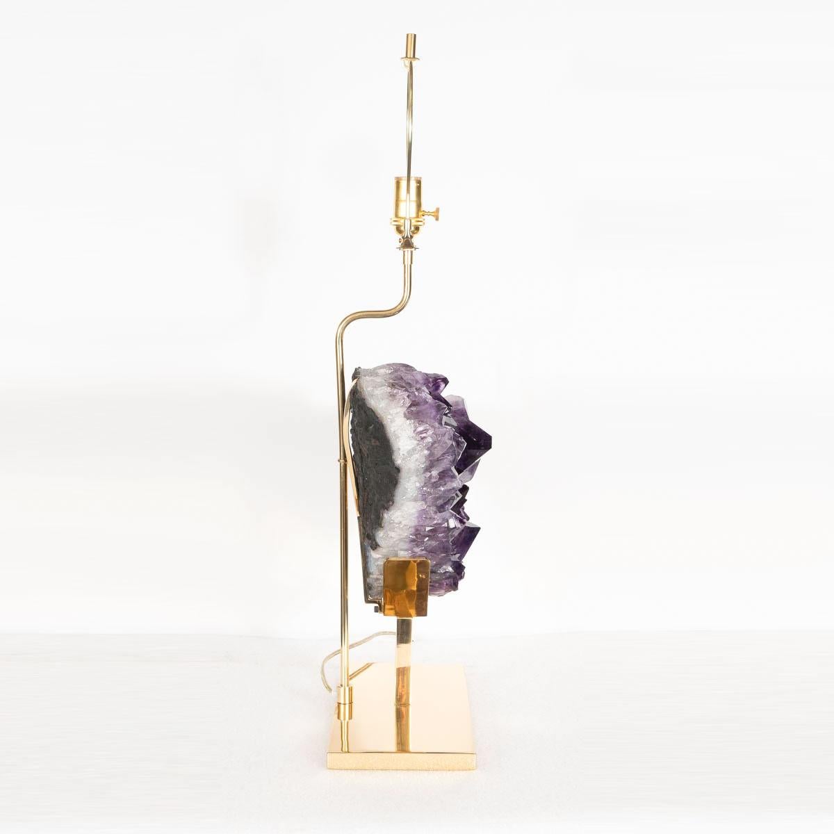 American Single Natural Amethyst Fragment Table Lamp For Sale
