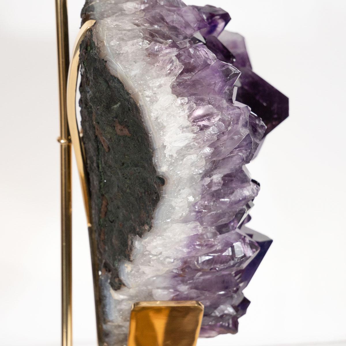 Single Natural Amethyst Fragment Table Lamp For Sale 2