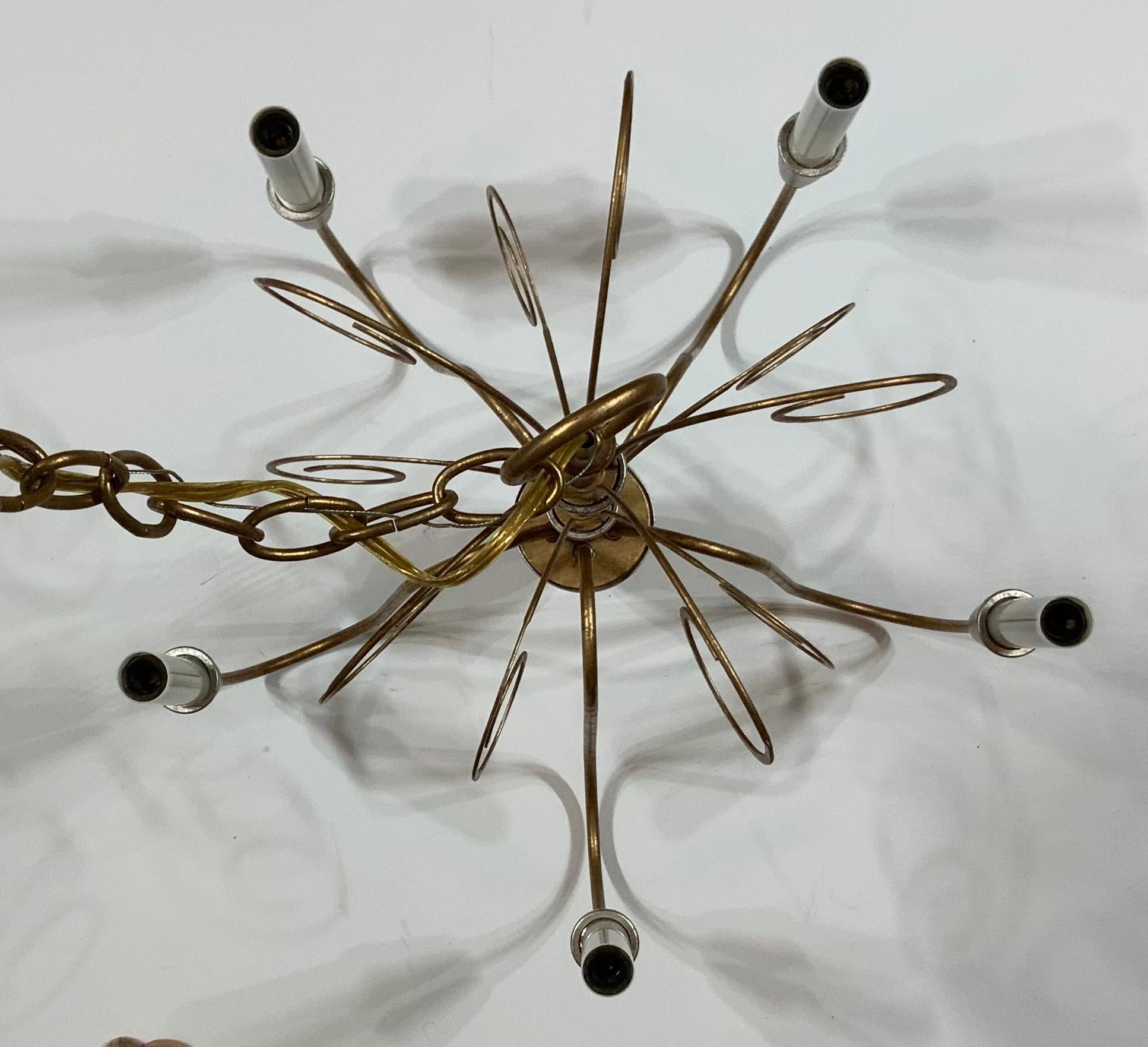 Single Neoclassic Style Five Stems Chandelier In Good Condition For Sale In Delray Beach, FL