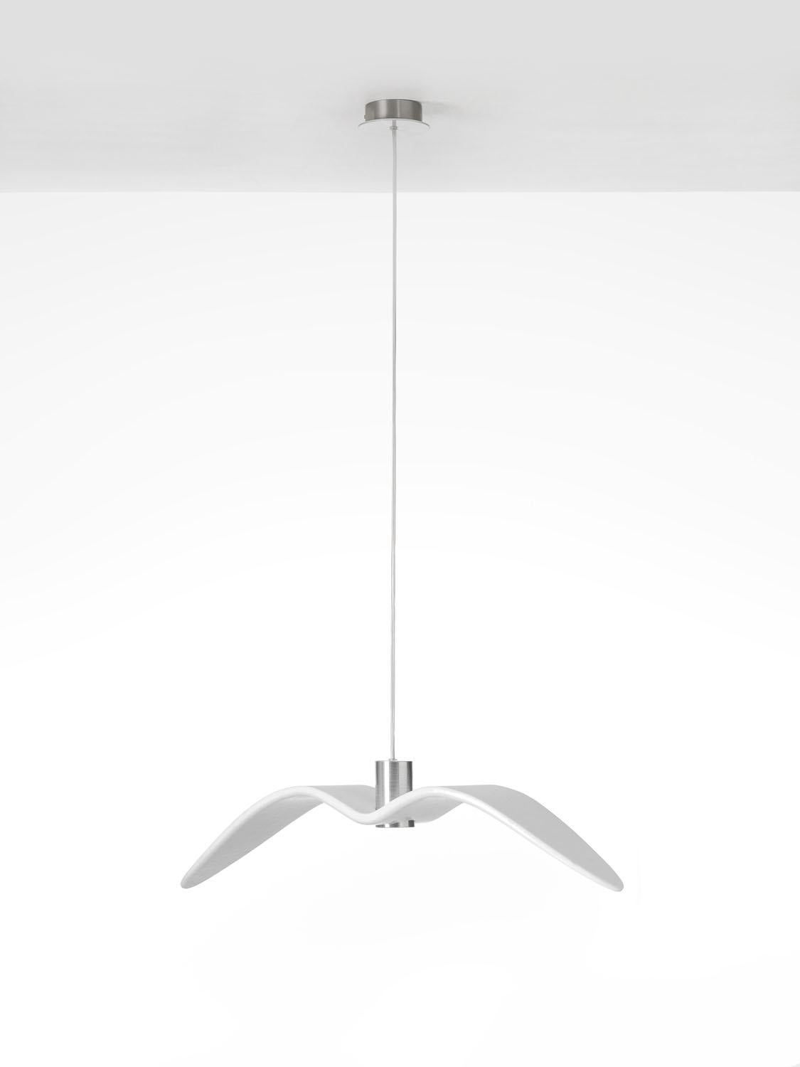 Ceco Ciondolo singolo Night Birds di Brokis con paralume in vetro bianco e corda bianca in vendita
