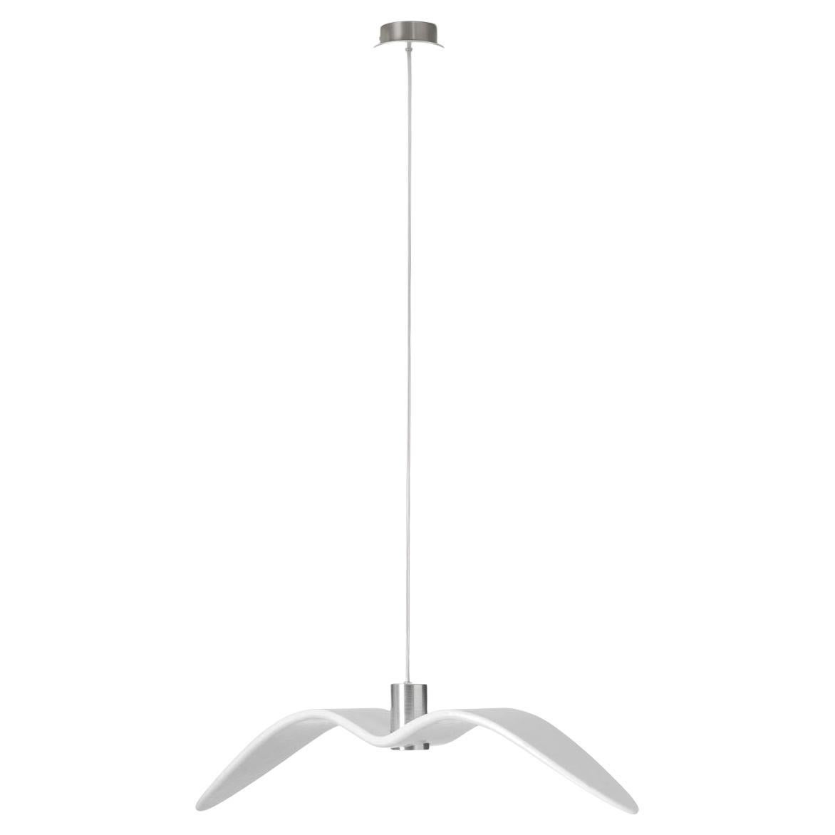 Colgante individual Night Birds de Brokis con pantalla de cristal blanco y cuerda blanca