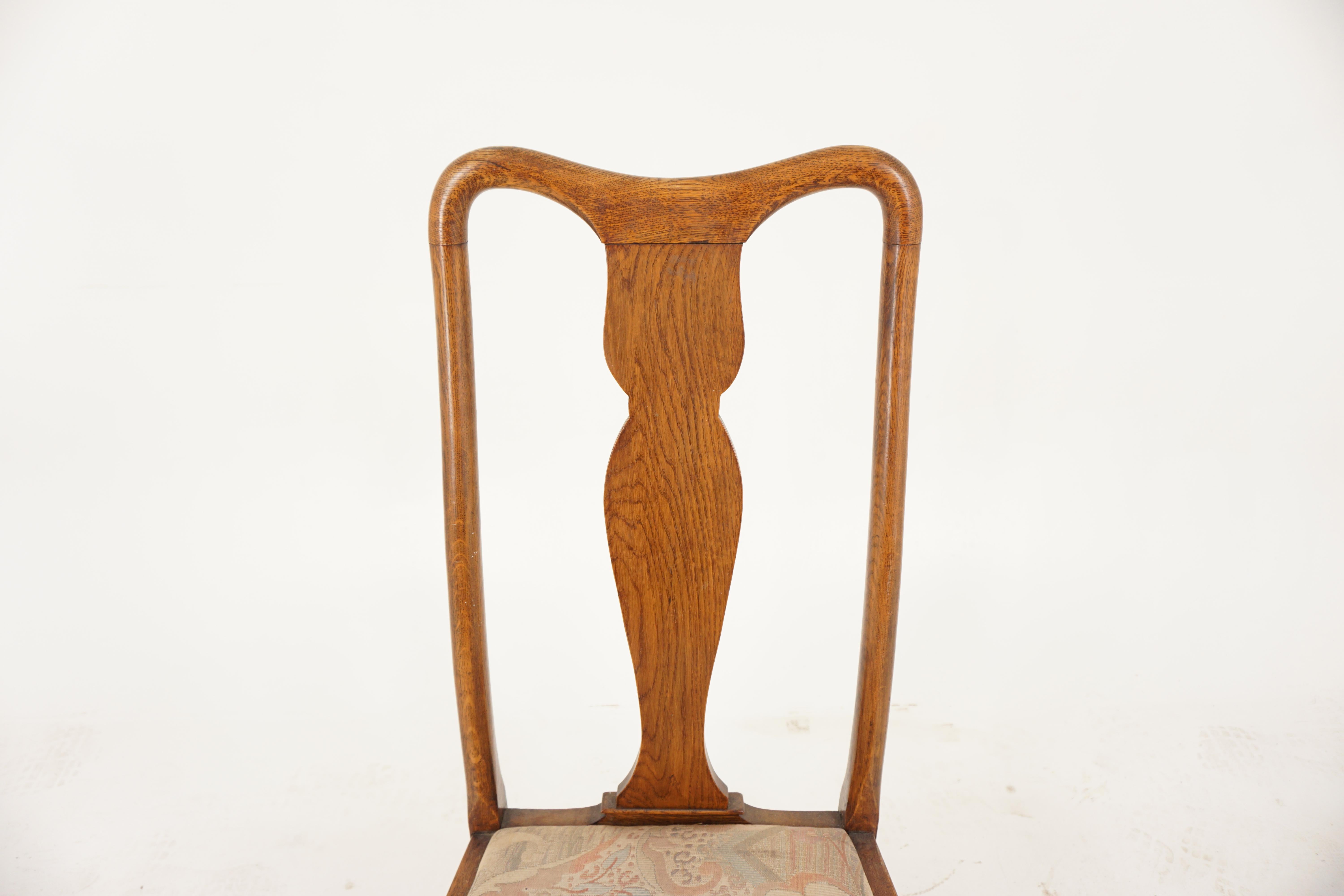 Scottish Single Oak Queen Ann Dining, Occasional, Desk Chair, Scotland 1920, H599