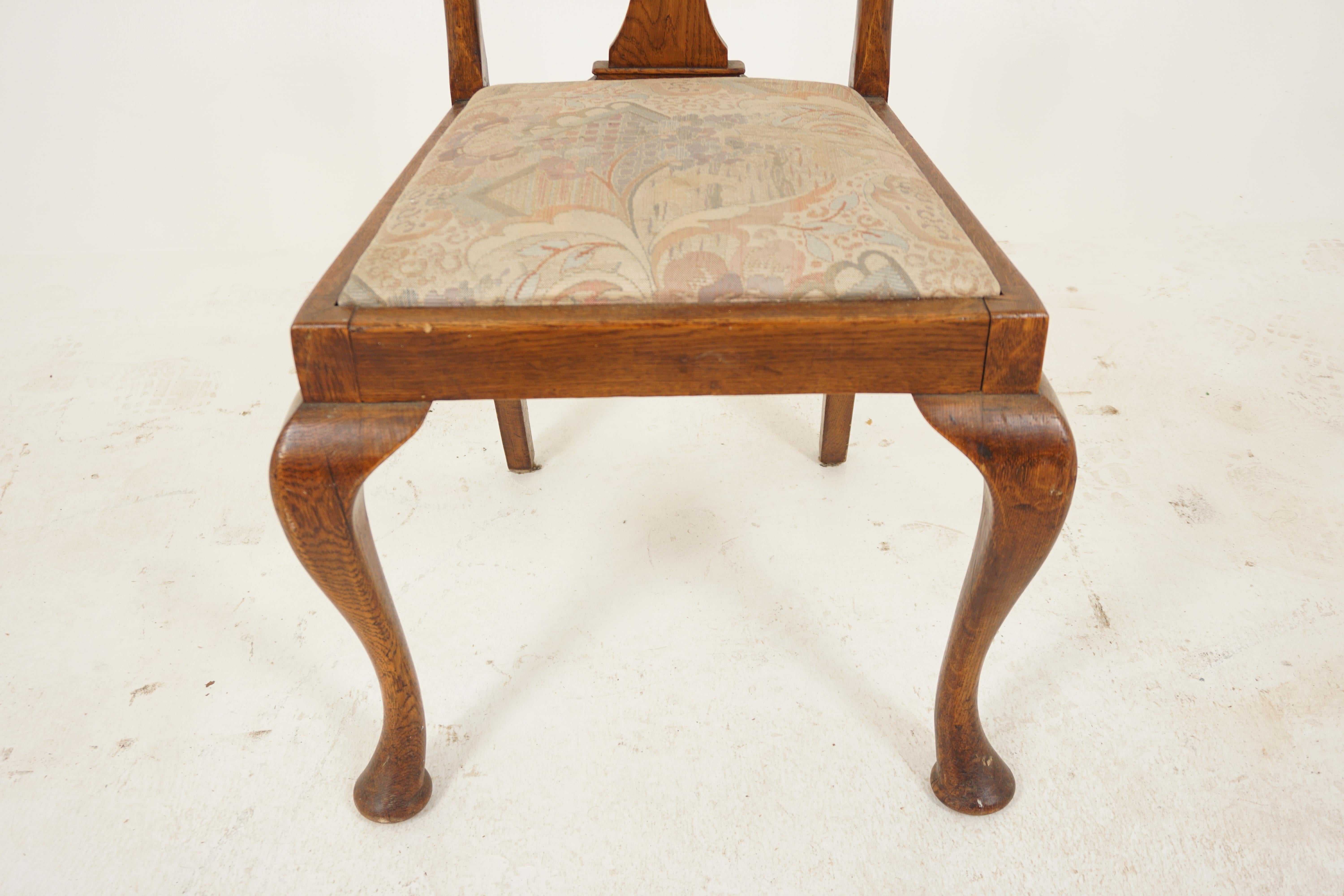 Early 20th Century Single Oak Queen Ann Dining, Occasional, Desk Chair, Scotland 1920, H599