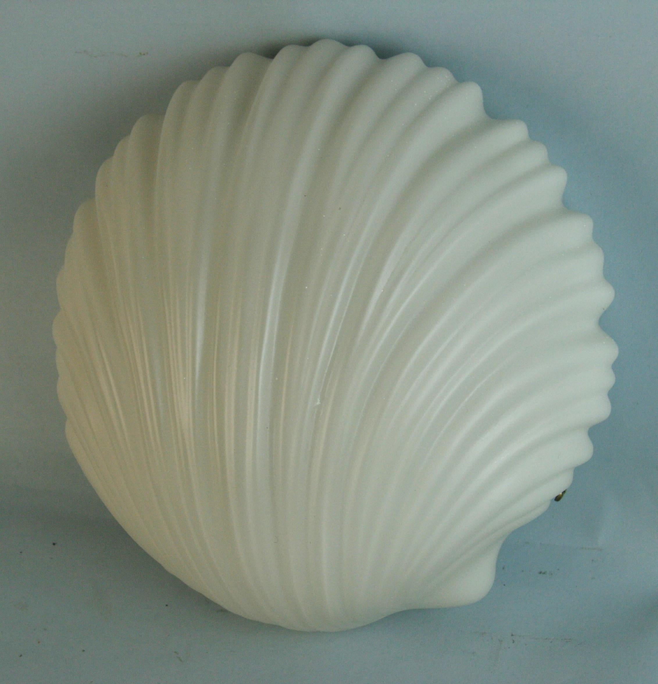 Mid-20th Century Single Opaline Glass Nautical Shell Shaped Wall Sconce For Sale