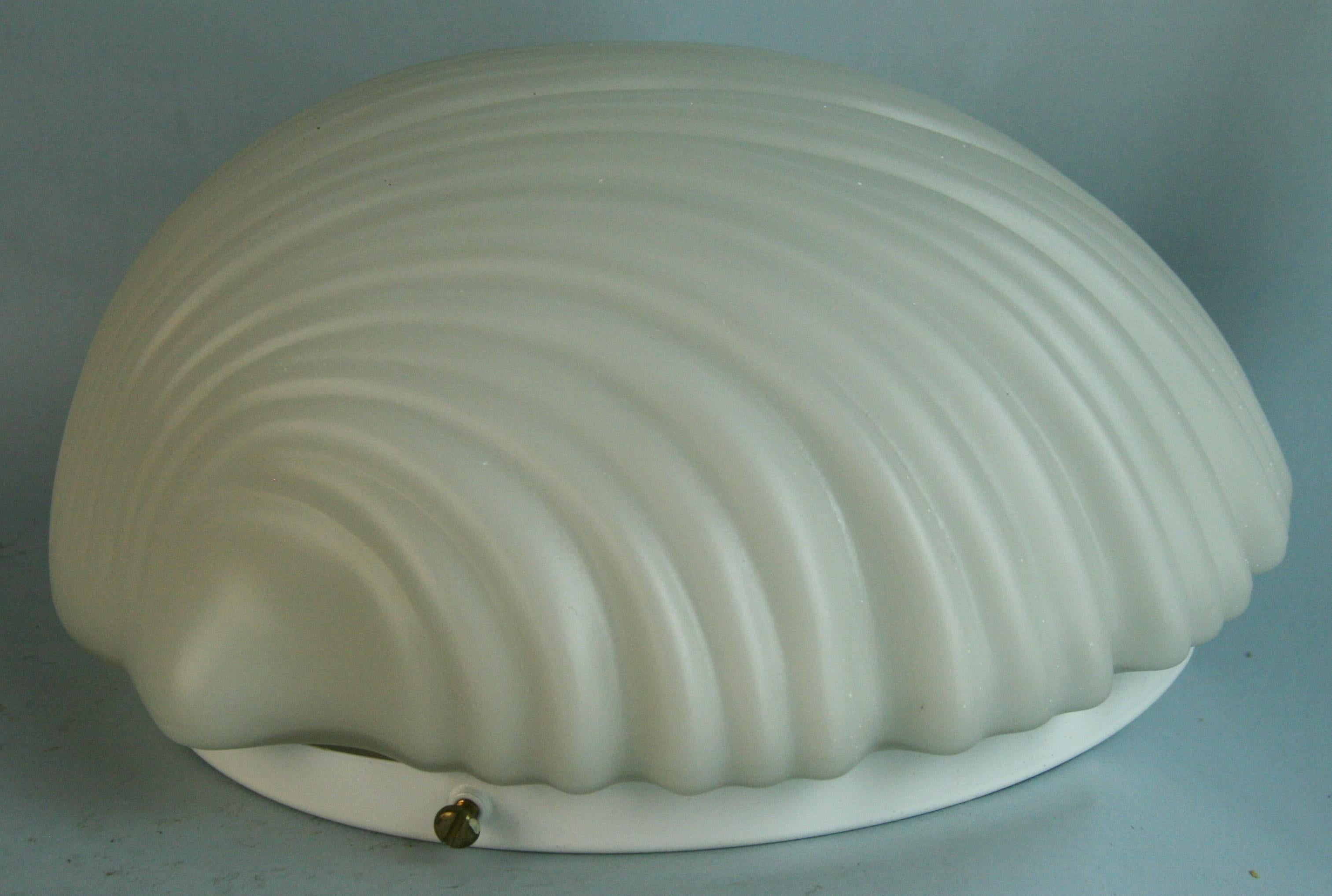 Single Opaline Glass Nautical Shell Shaped Wall Sconce For Sale 3