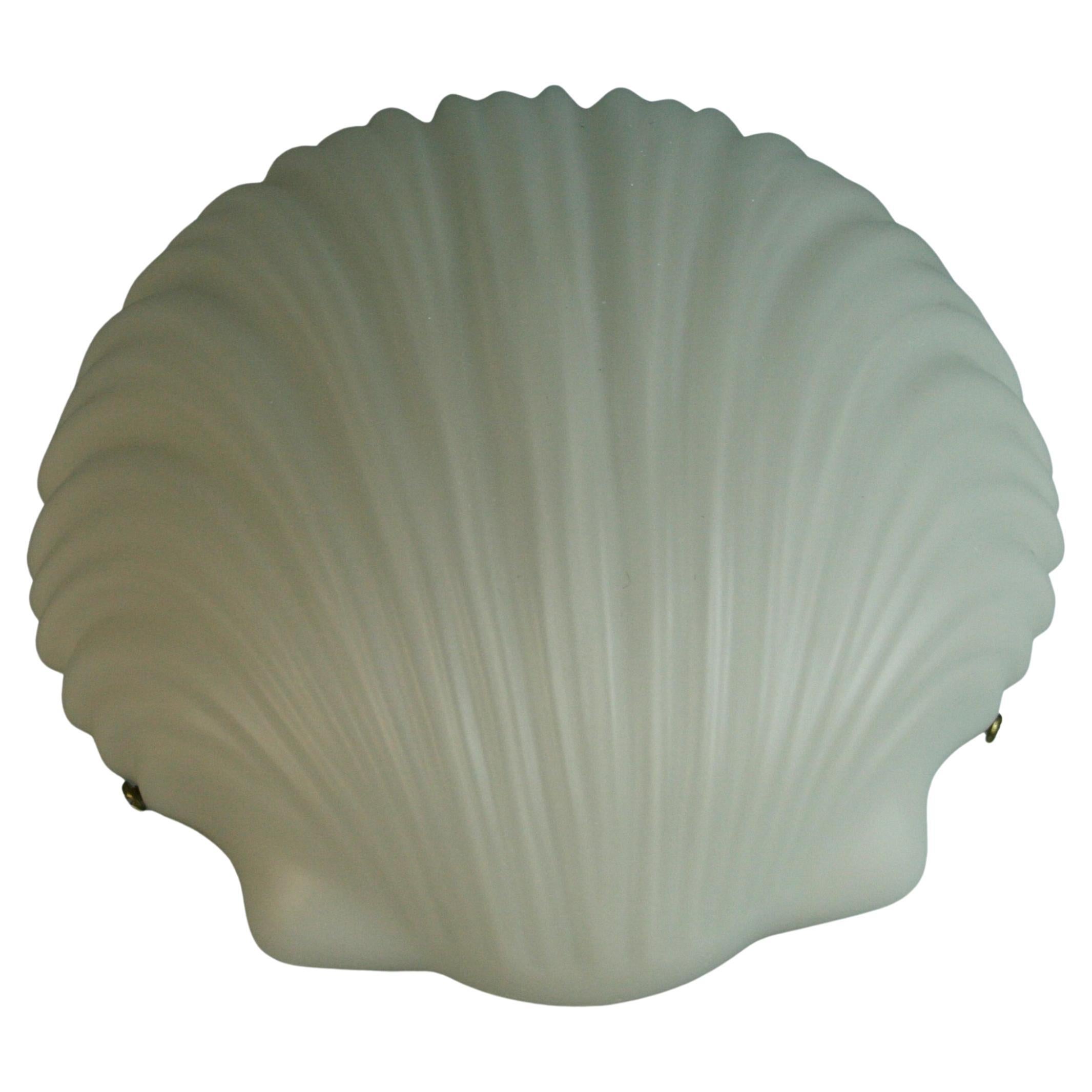 Single Opaline Glass Nautical Shell Shaped Wall Sconce For Sale