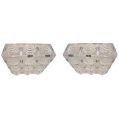 Single or Pair of Art Deco Revival Glass Flush Mount Ceiling Squares