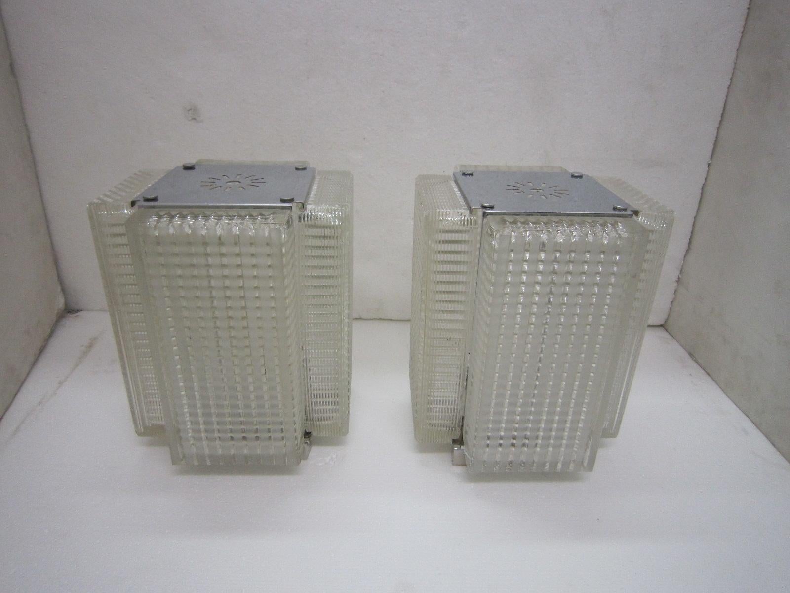 Pair of Midcentury Glass Table Lamps with Polished Nickeled Trim 11