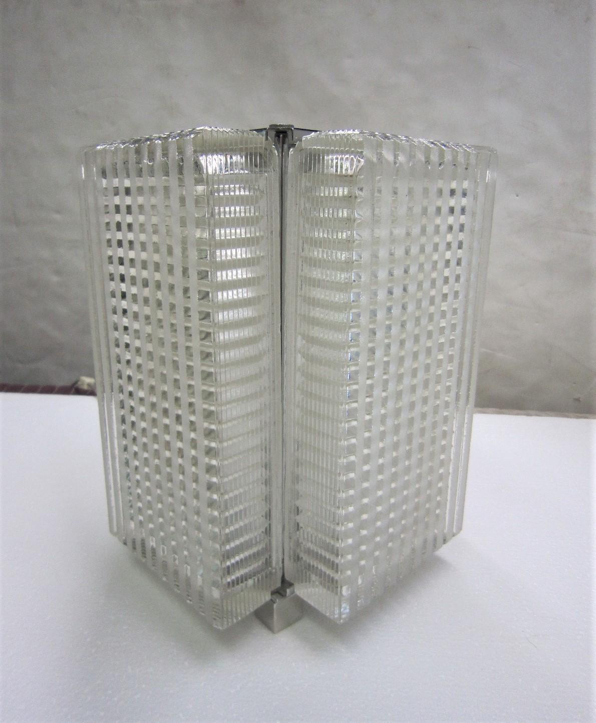 Pair of Midcentury Glass Table Lamps with Polished Nickeled Trim 4