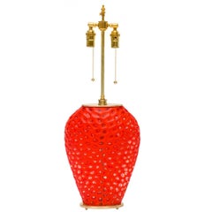 Single Orange Art Glass Table Lamp